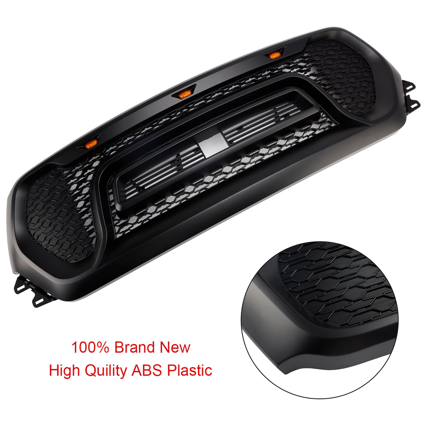 Black Front Honeycomb Upper Hood Grille Grill Fit Dodge Ram 1500 2019-2024