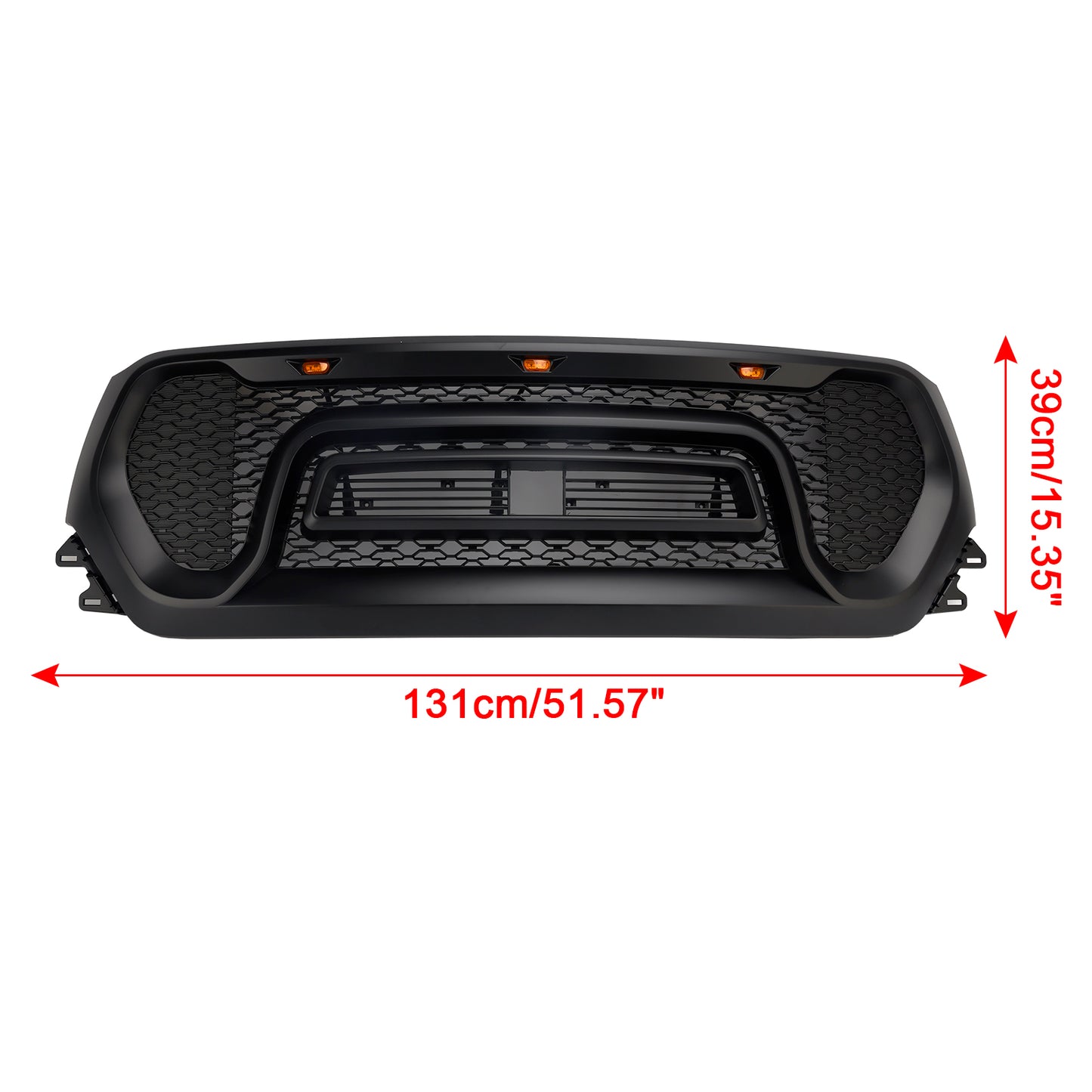 Black Front Honeycomb Upper Hood Grille Grill Fit Dodge Ram 1500 2019-2024