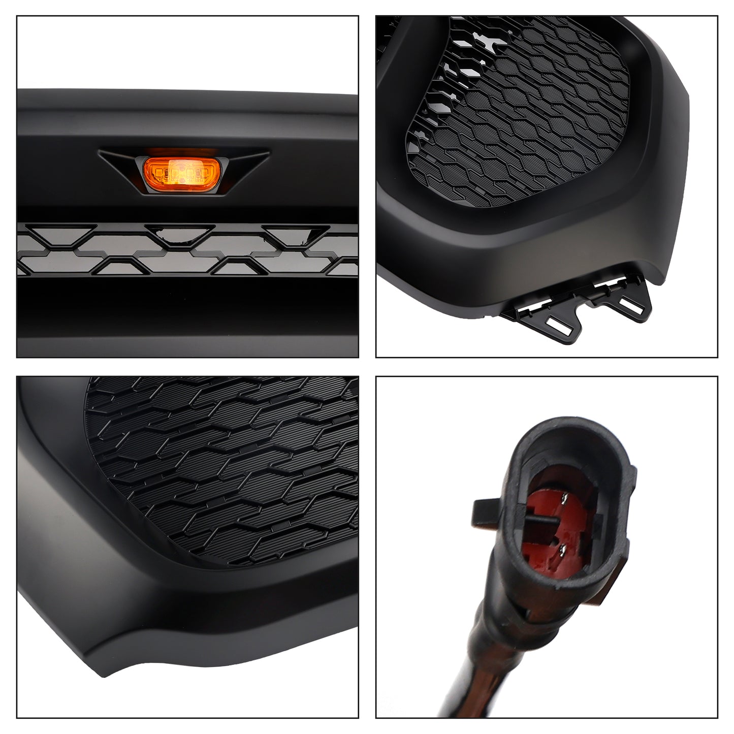 Black Front Honeycomb Upper Hood Grille Grill Fit Dodge Ram 1500 2019-2024