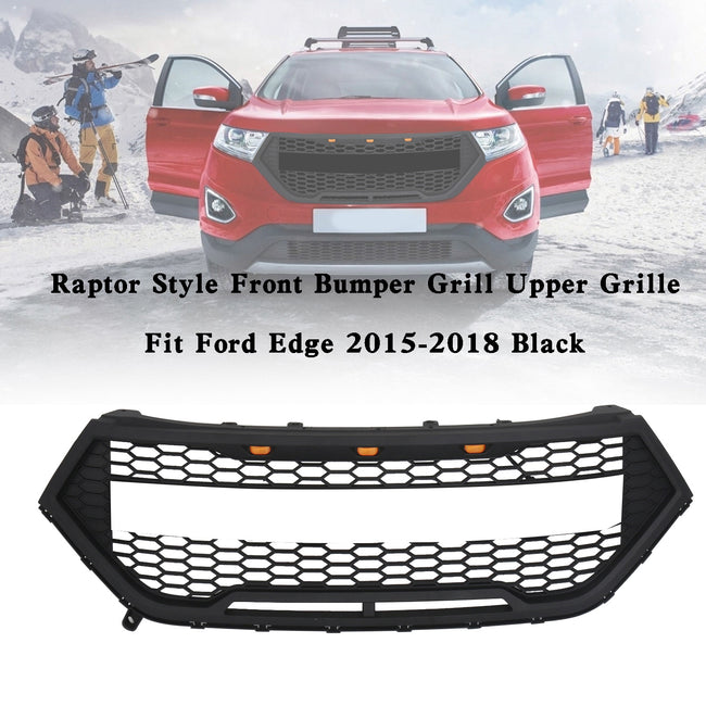 2015-2018 Ford Edge Raptor Style Front Bumper Grill Upper Grille Black