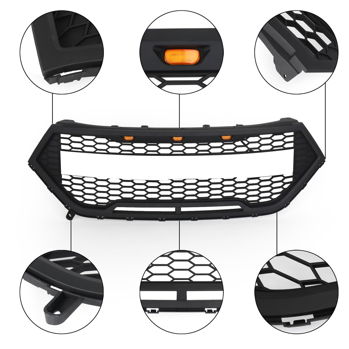 2015-2018 Ford Edge Raptor Style Front Bumper Grill Upper Grille Black