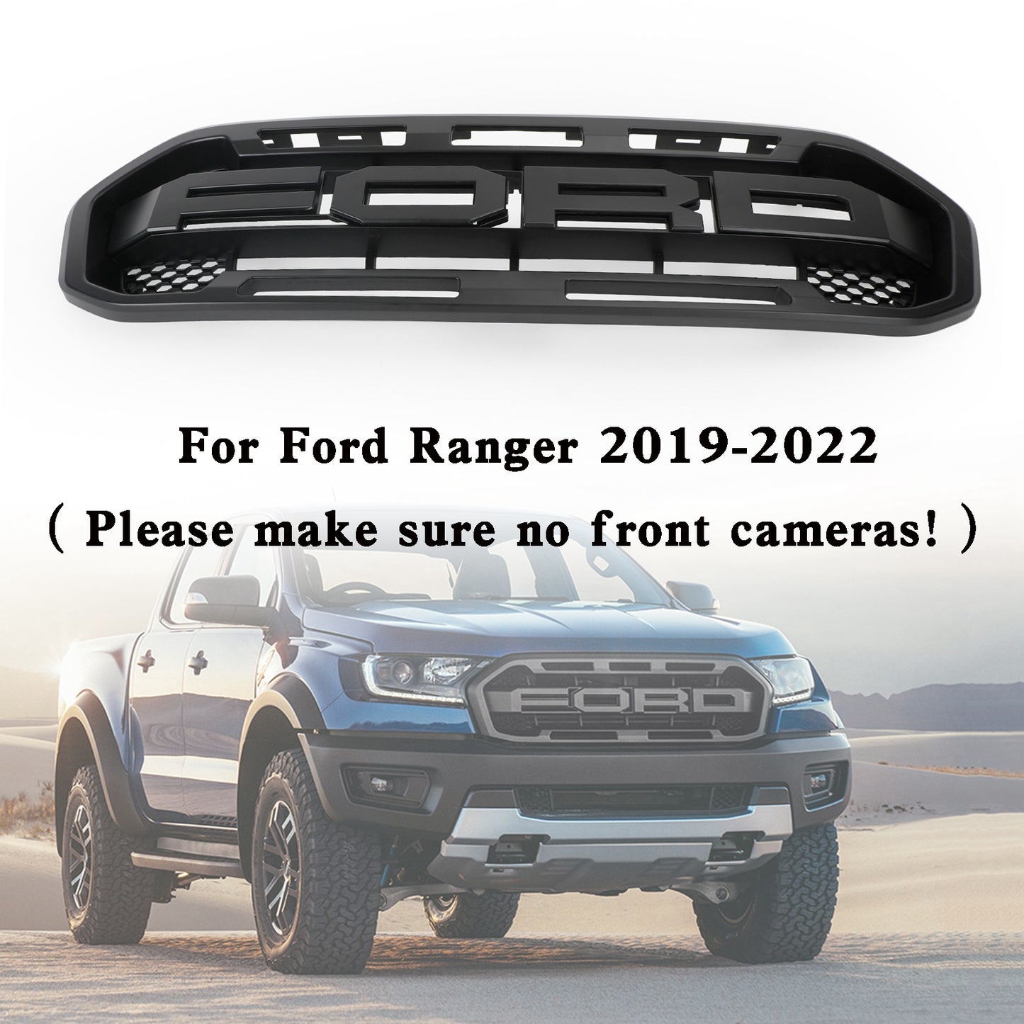 2019-2023 Ford Ranger Grill Raptor Style Front Bumper Car Grill Grille Black