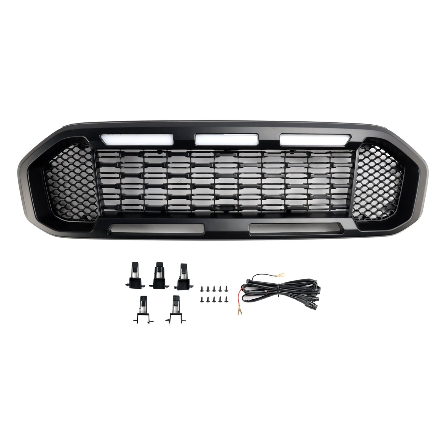 2019-2023 Ford Ranger T8 Black Front Bumper Grill Grille W/LED Light