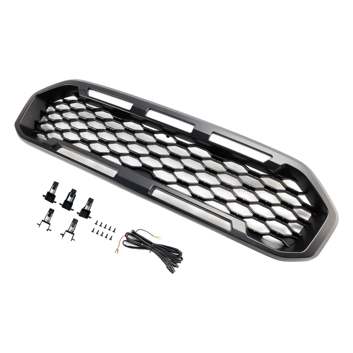 2019-2023 Ford Ranger T8 Front Bumper Grill Grille Black W/LED Light