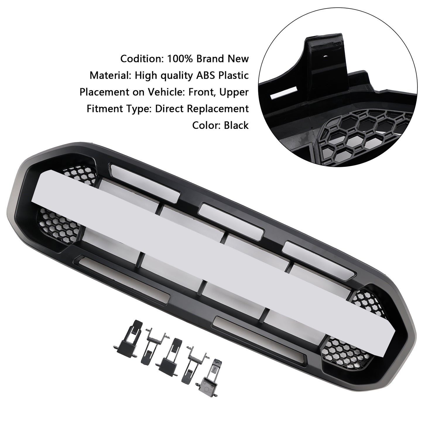 2019-2023 Ford Ranger Raptor Style Front Bumper Car Grille Grill Black