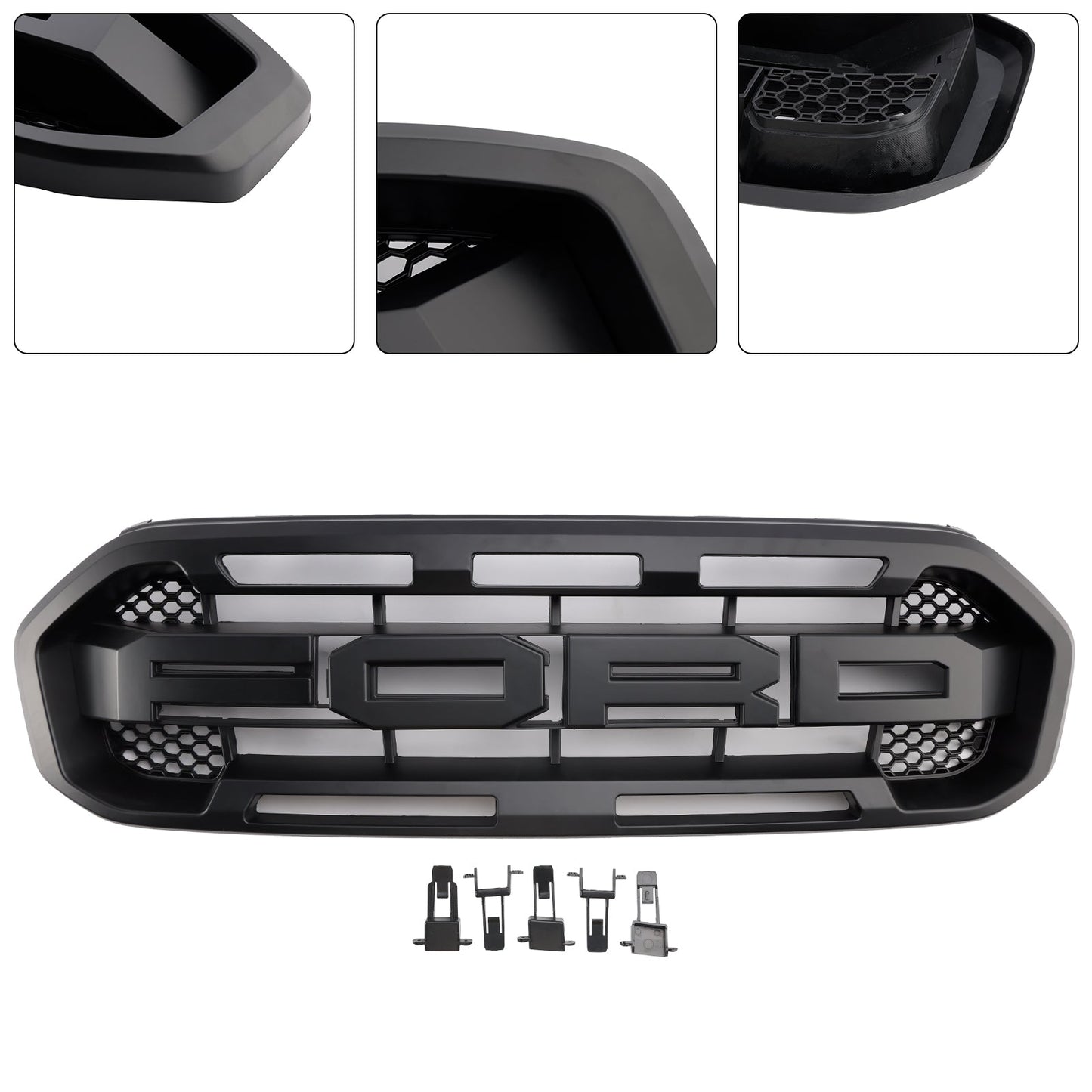 Raptor Style Front Bumper Grille Grill Fit Ford Ranger 2019-2023 Black