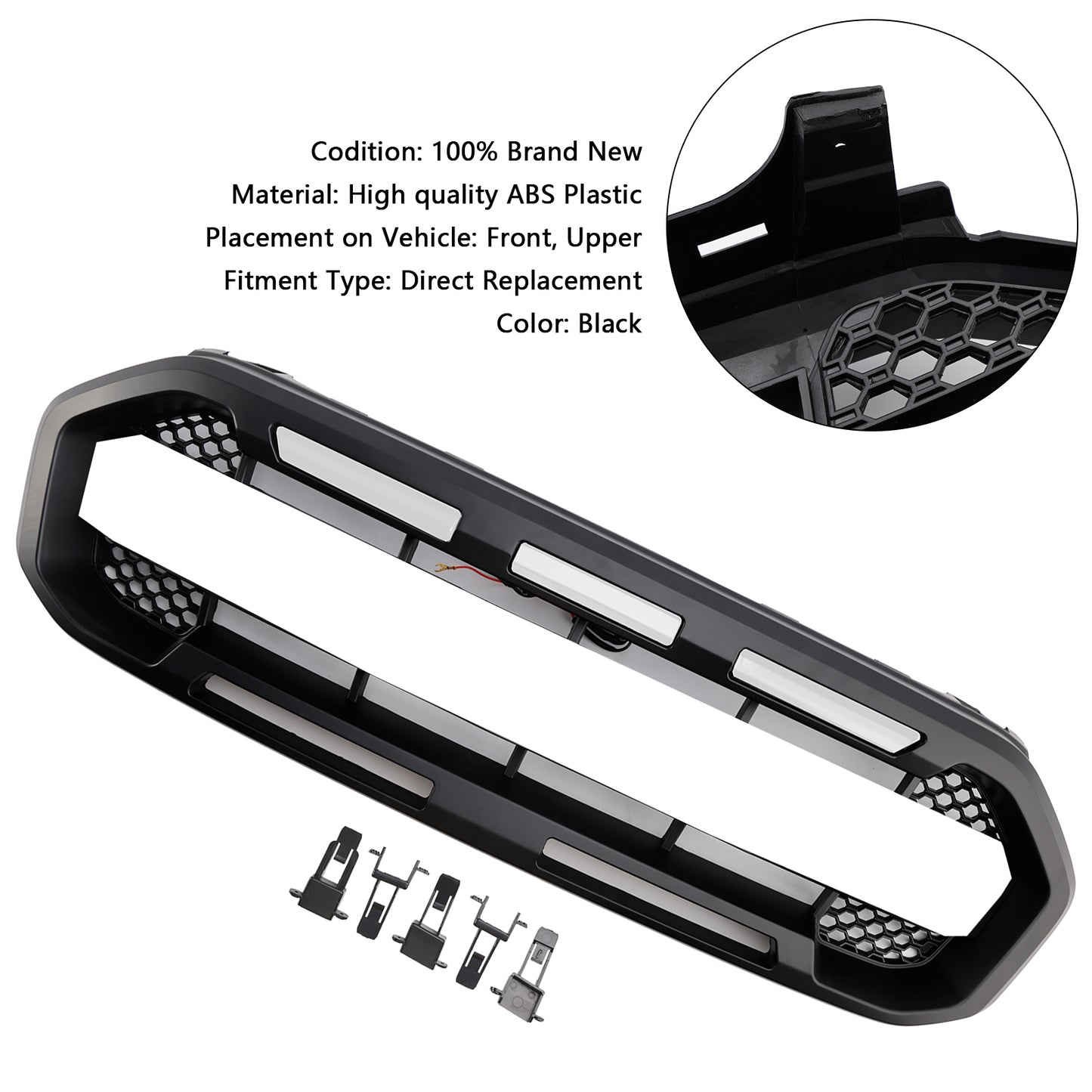 Raptor Style Front Bumper Grill Grille Fit Ford Ranger 2019-2023 Black