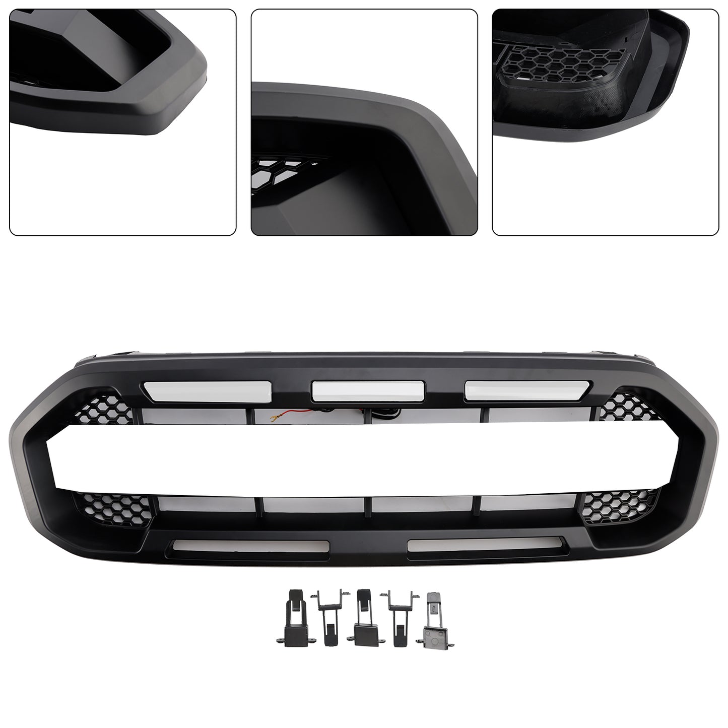 Raptor Style Front Bumper Grill Grille Fit Ford Ranger 2019-2023 Black