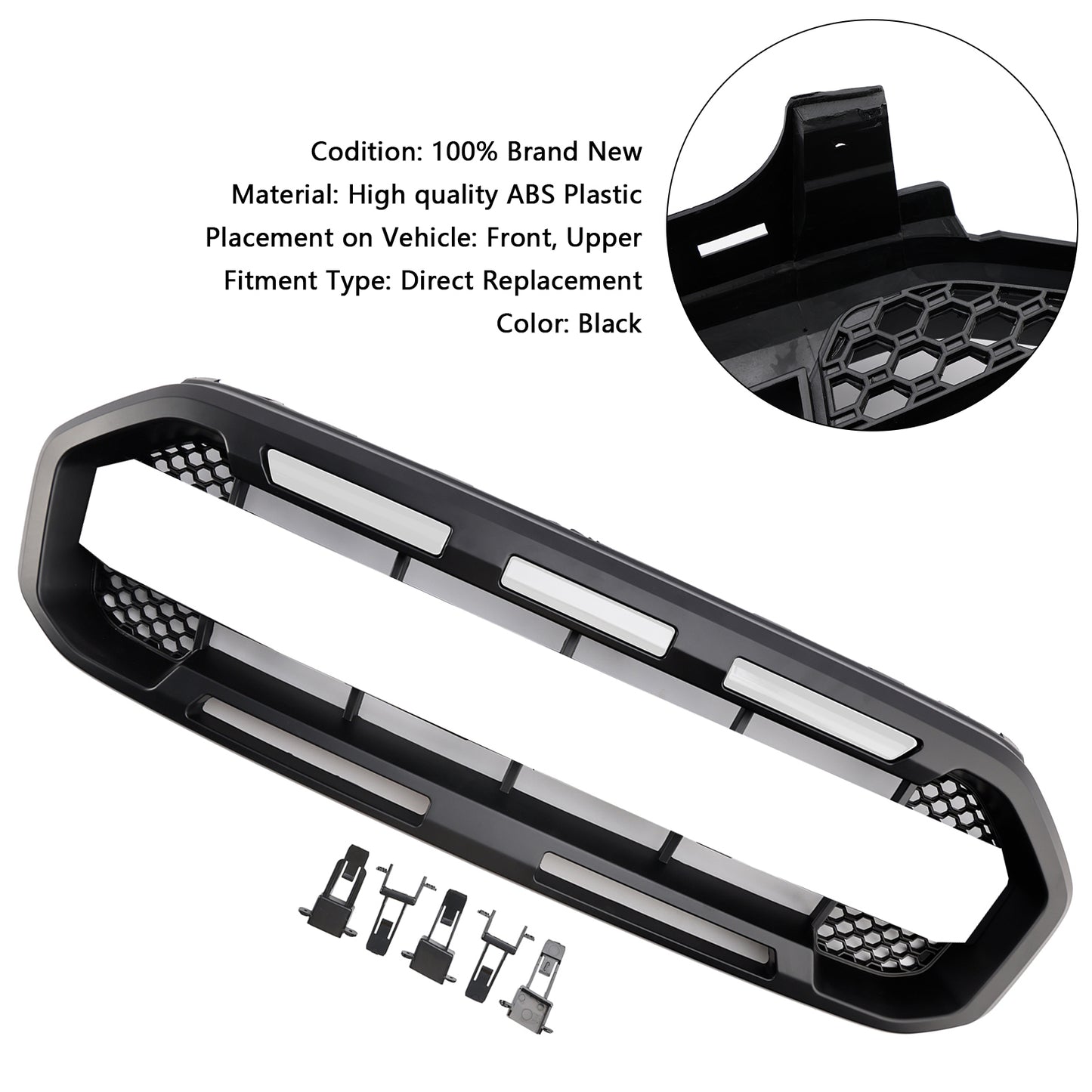 Raptor Style Front Bumper Grill Grille Fit Ford Ranger 2019-2023 Black