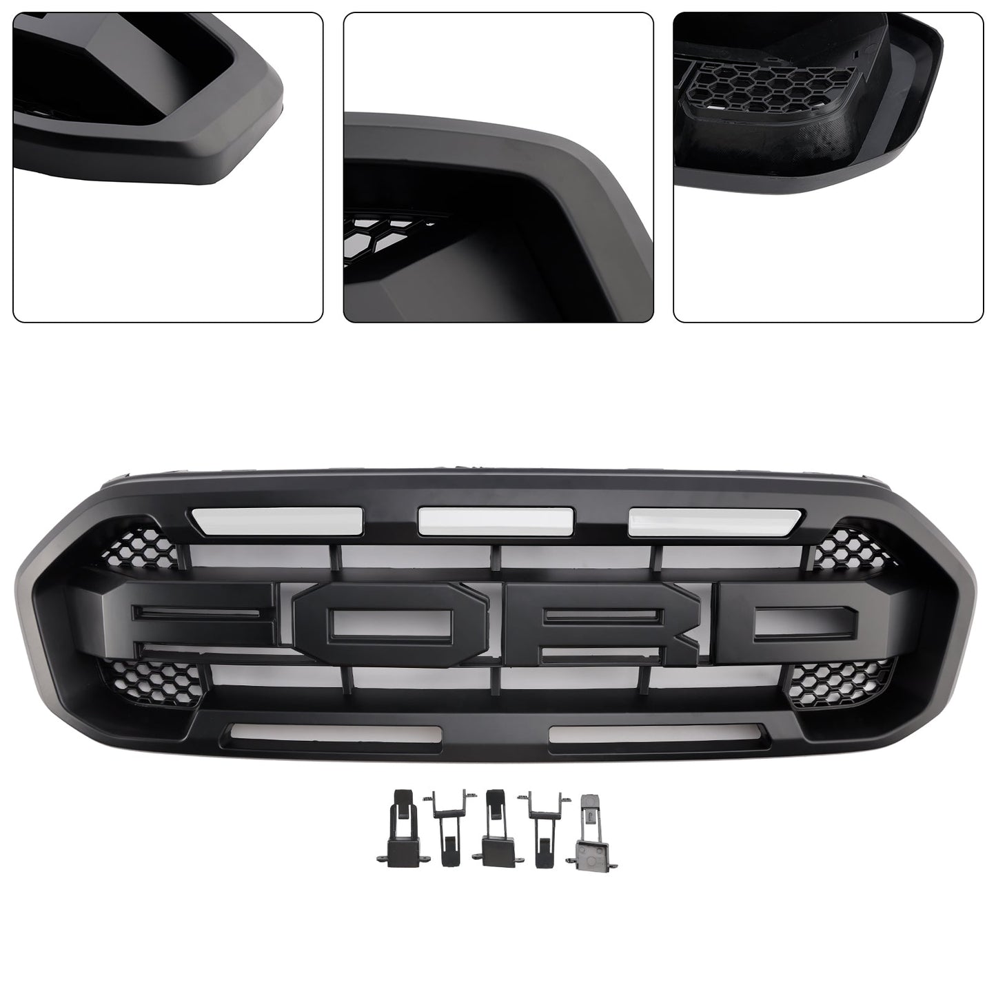 Raptor Style Front Bumper Grill Grille Fit Ford Ranger 2019-2023 Black
