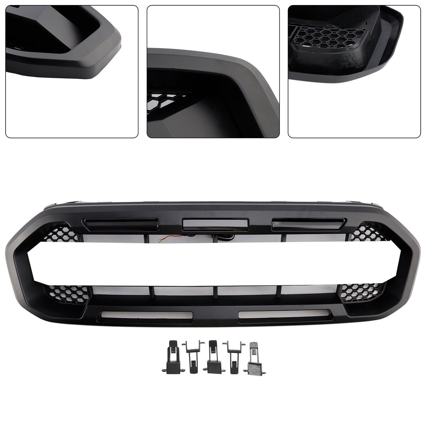 Black Raptor Style Front Bumper Grill Grille Fit Ford Ranger 2019-2023