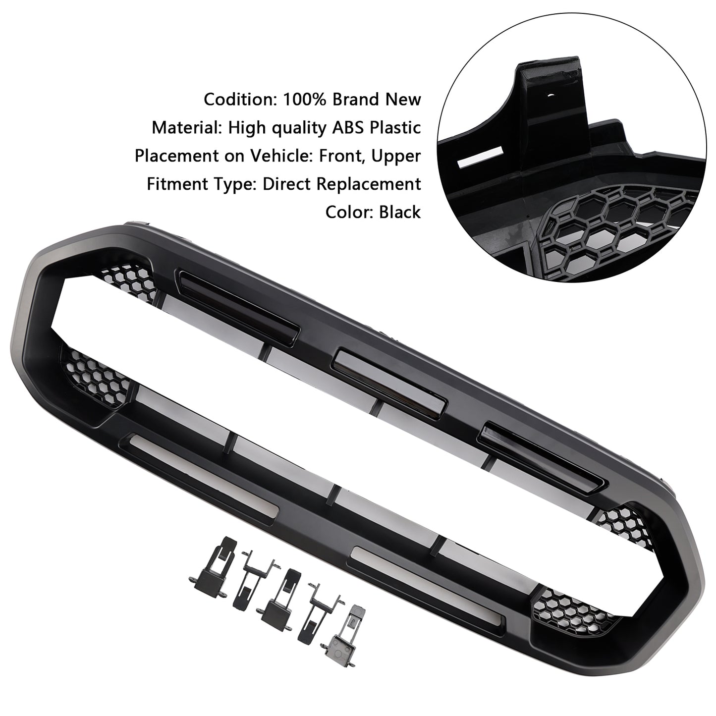Black Raptor Style Front Bumper Grill Grille Fit Ford Ranger 2019-2023