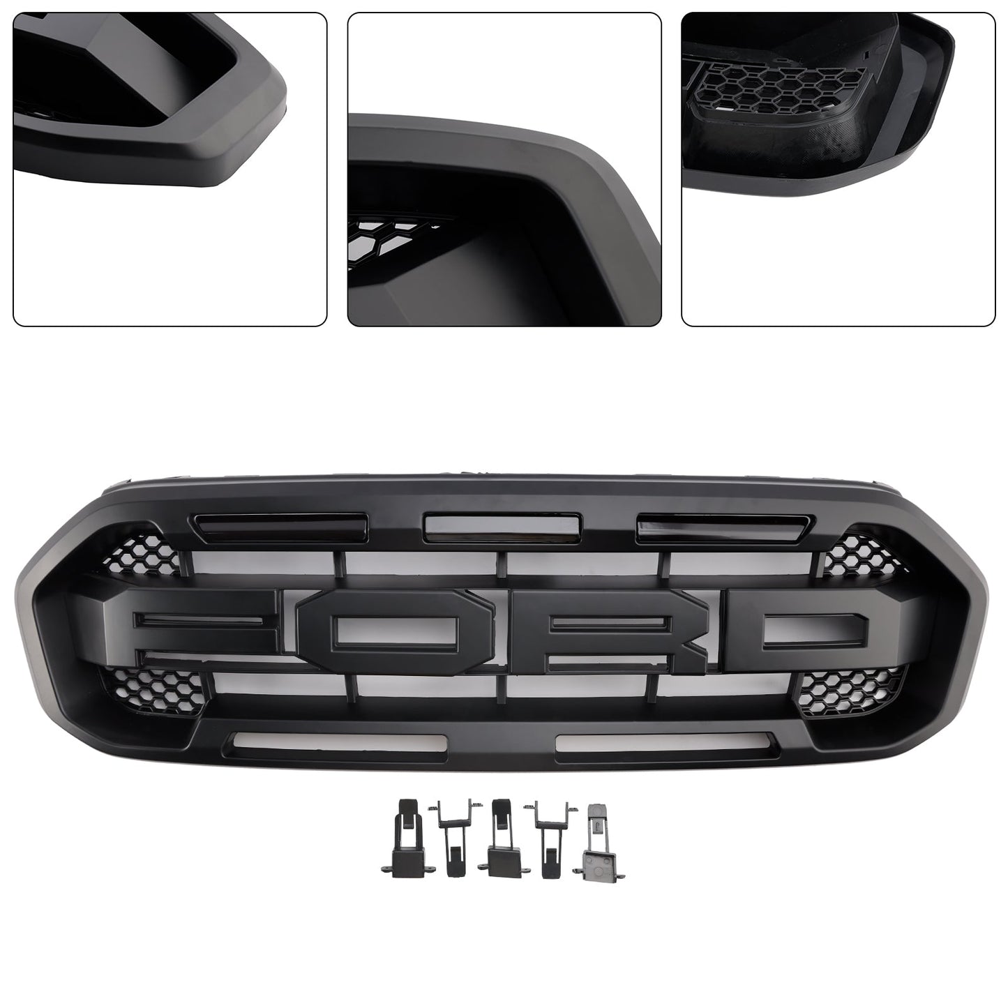 Black Raptor Style Front Bumper Grill Grille Fit Ford Ranger 2019-2023