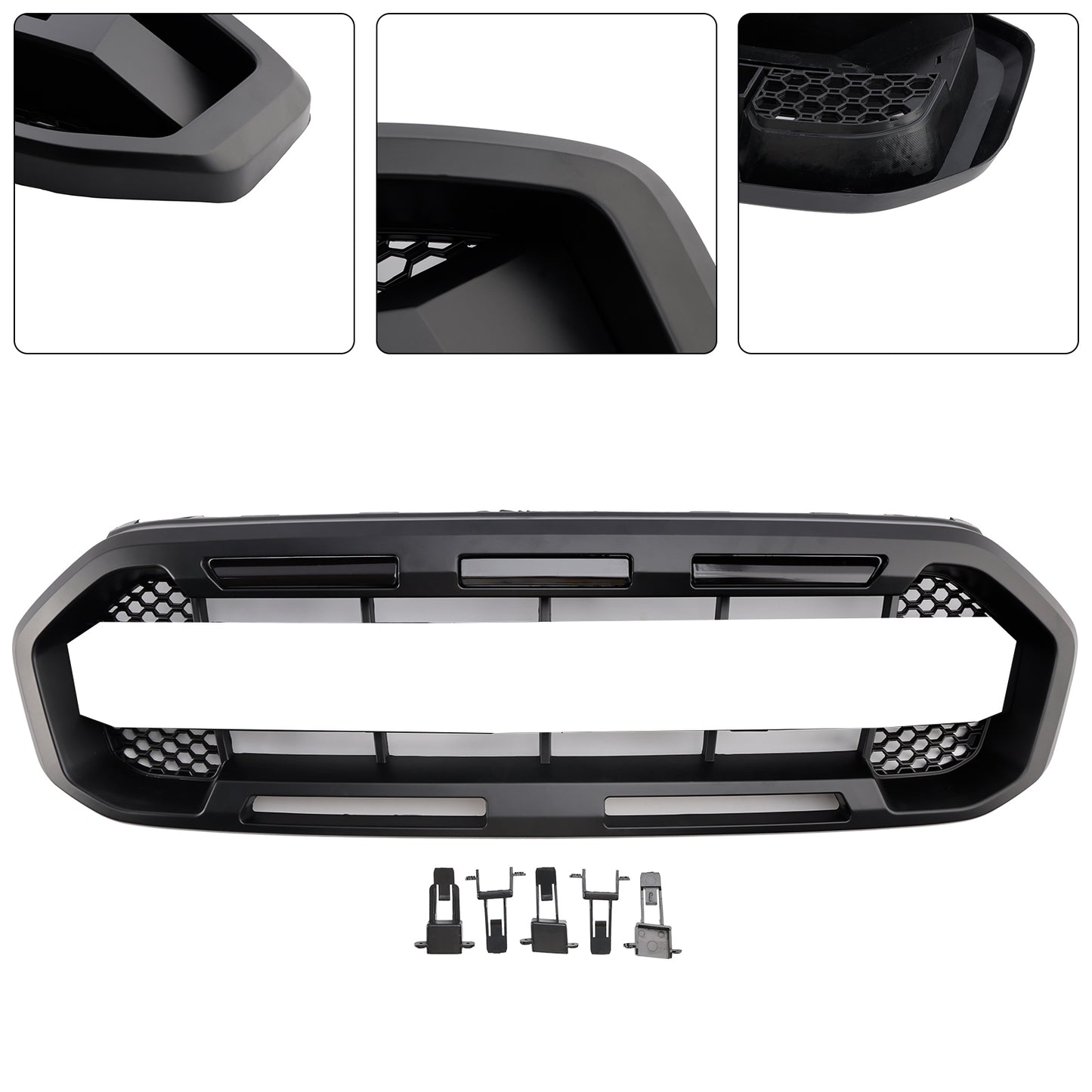 Black Raptor Style Front Bumper Grill Grille Fit Ford Ranger 2019-2023