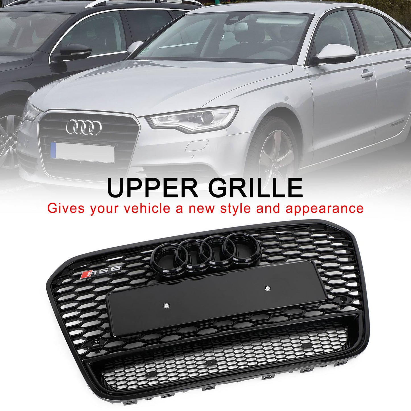 2012-2015 Audi A6 S6 C7 Front Mesh Honeycomb Grille Grill RS6 Style