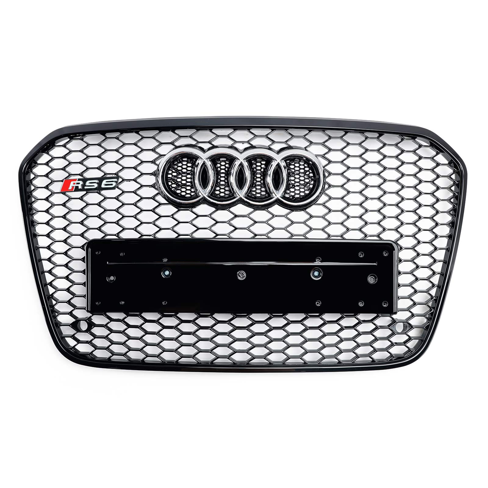 For Audi A6 S6 C7PA 2016-18 RS6 Style Black ring Honeycomb Front bumper Grille e