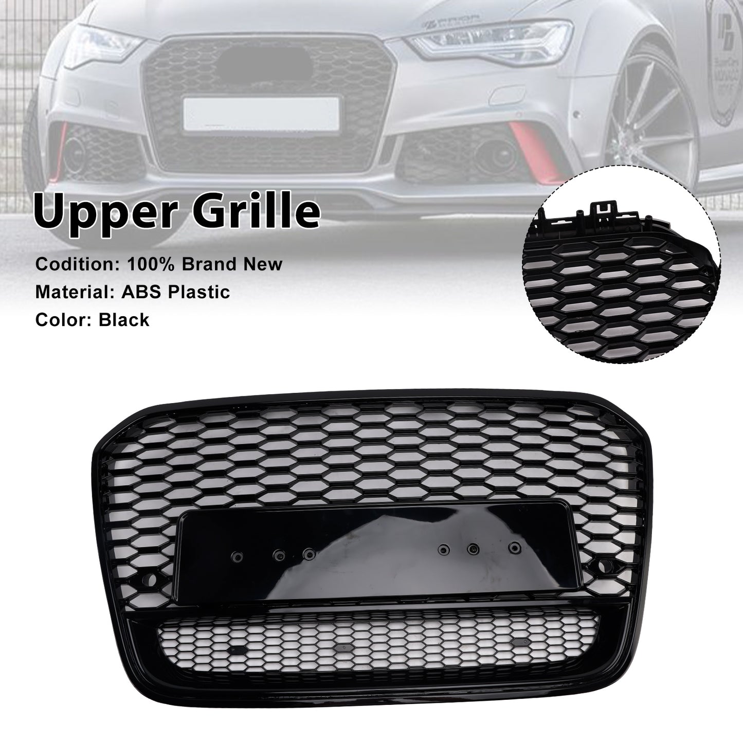 2012-2015 Audi A6 S6 C7 Front Mesh Honeycomb Grille Grill RS6 Style