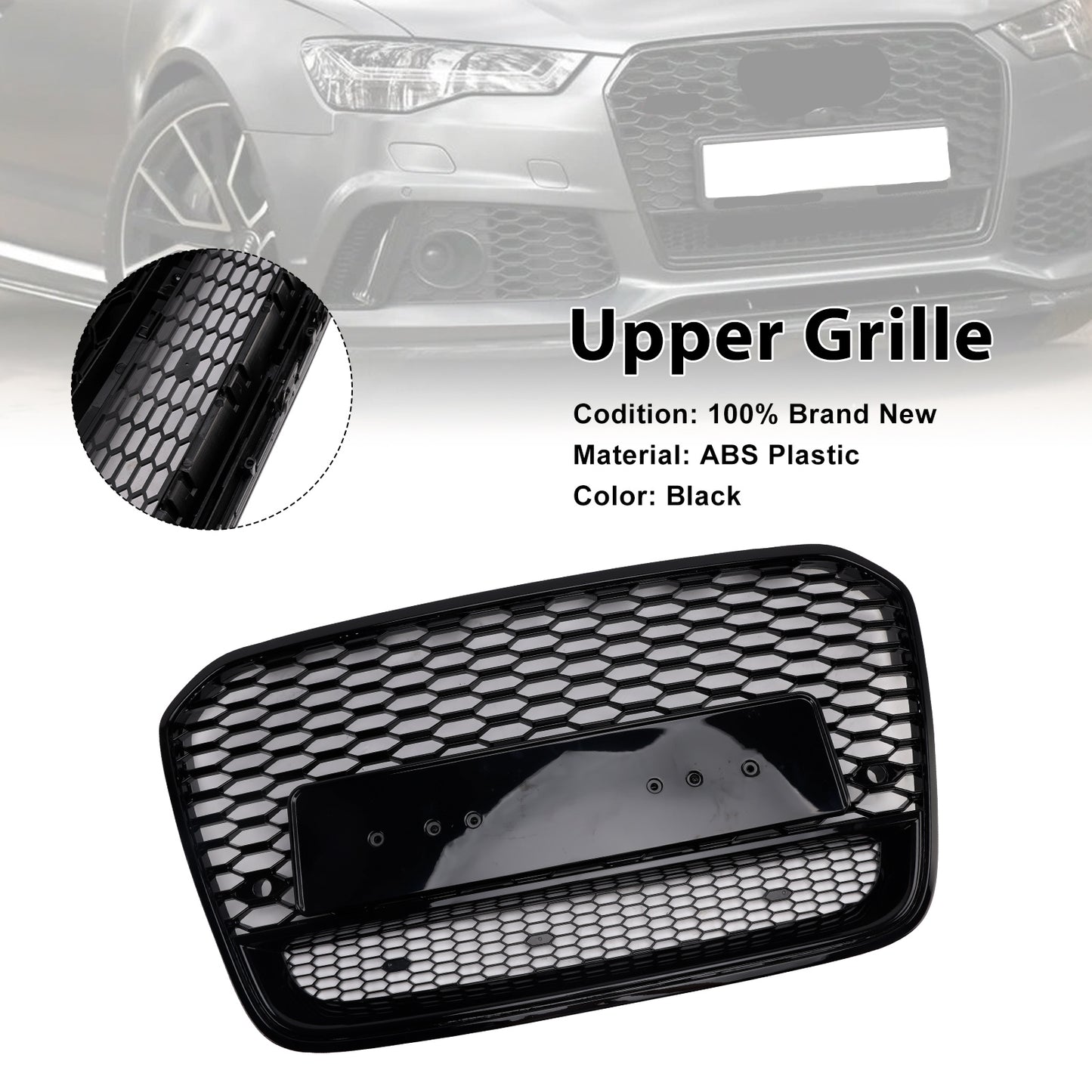 2012-2015 Audi A6 S6 C7 Front Mesh Honeycomb Grille Grill RS6 Style
