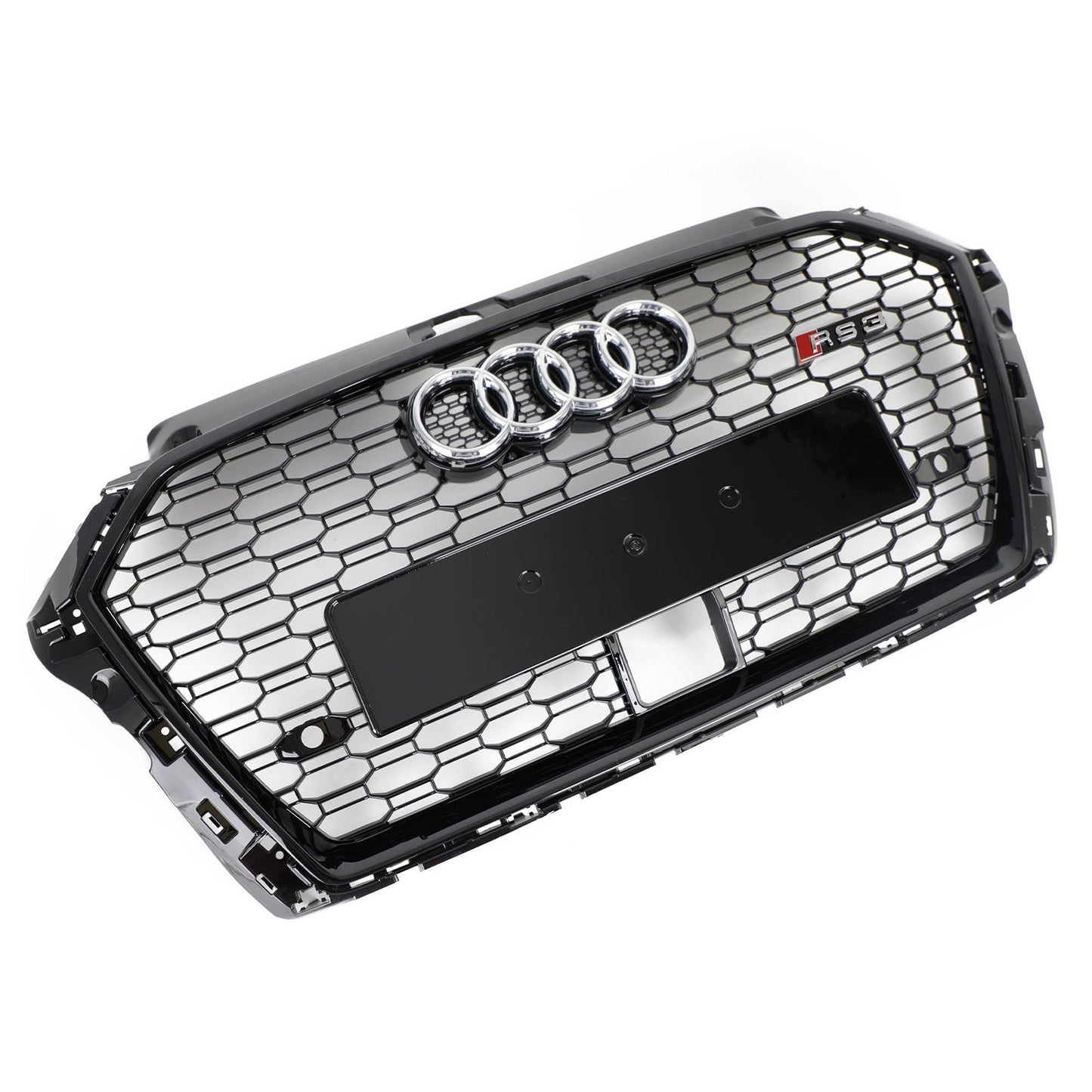 Audi A3 S3 2017-2019 Honeycomb Front Grille RS3 Style Gloss Black With ACC