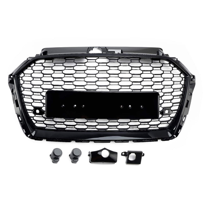 2017-2019 Audi A3 8V RS3 Style Honeycomb Mesh Front Bumper Grille Black