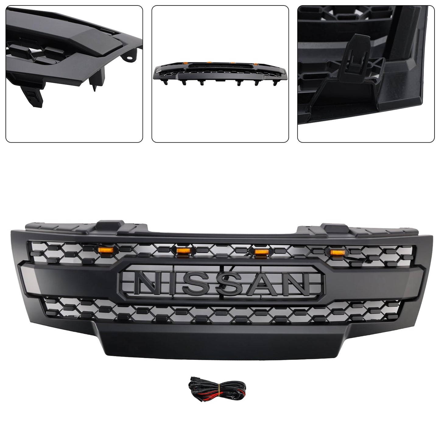 2009-2019 Nissan Frontier W/Led Lights Black Front Bumper Grill Grille