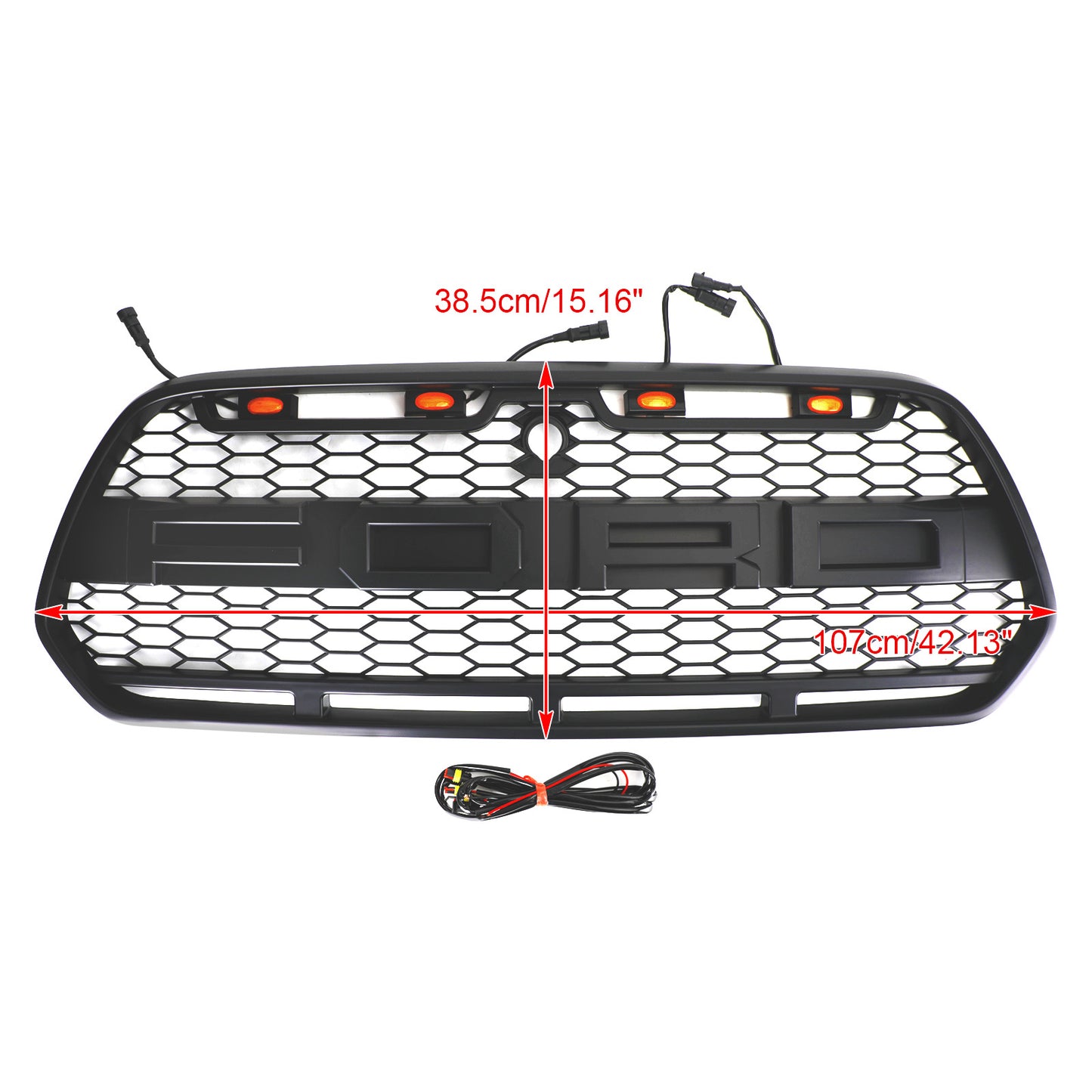 2015-2018 Ford Transit MK8 Raptor Front Bumper Grille Grill w/LED Matte Black