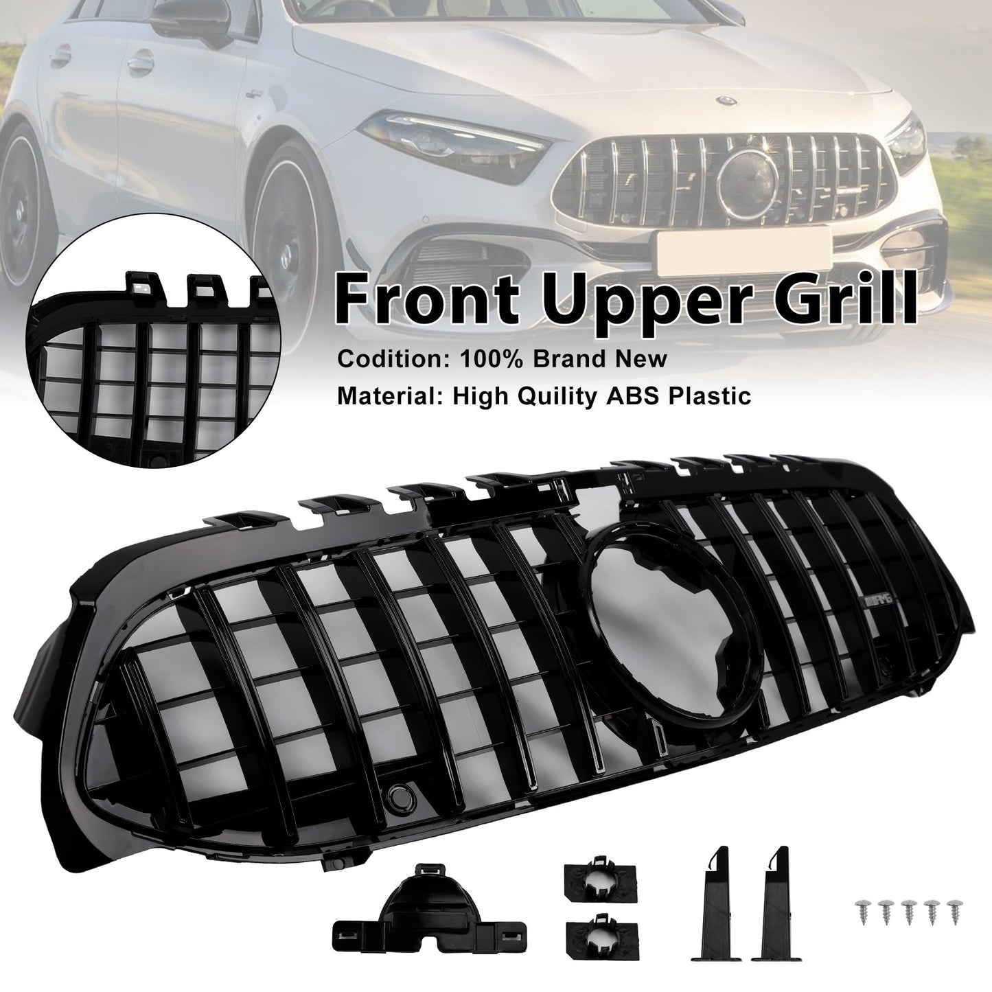 2019-2023 Mercedes Benz A-Class W177 GT-Style Front Bumper Grille Black