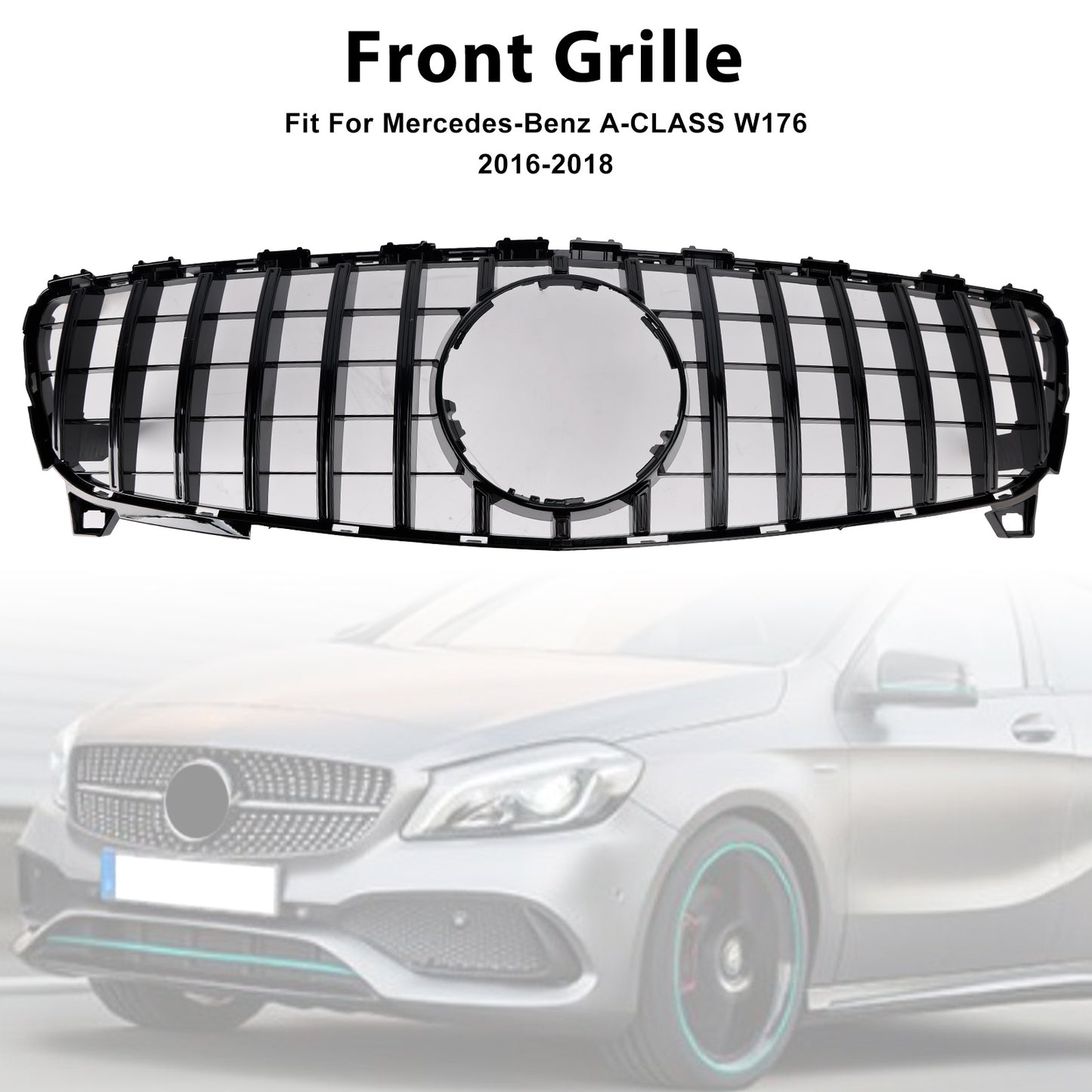2016-2018 MERCEDES BENZ A CLASS W176 Front Bumper Grill Grille GTR Style