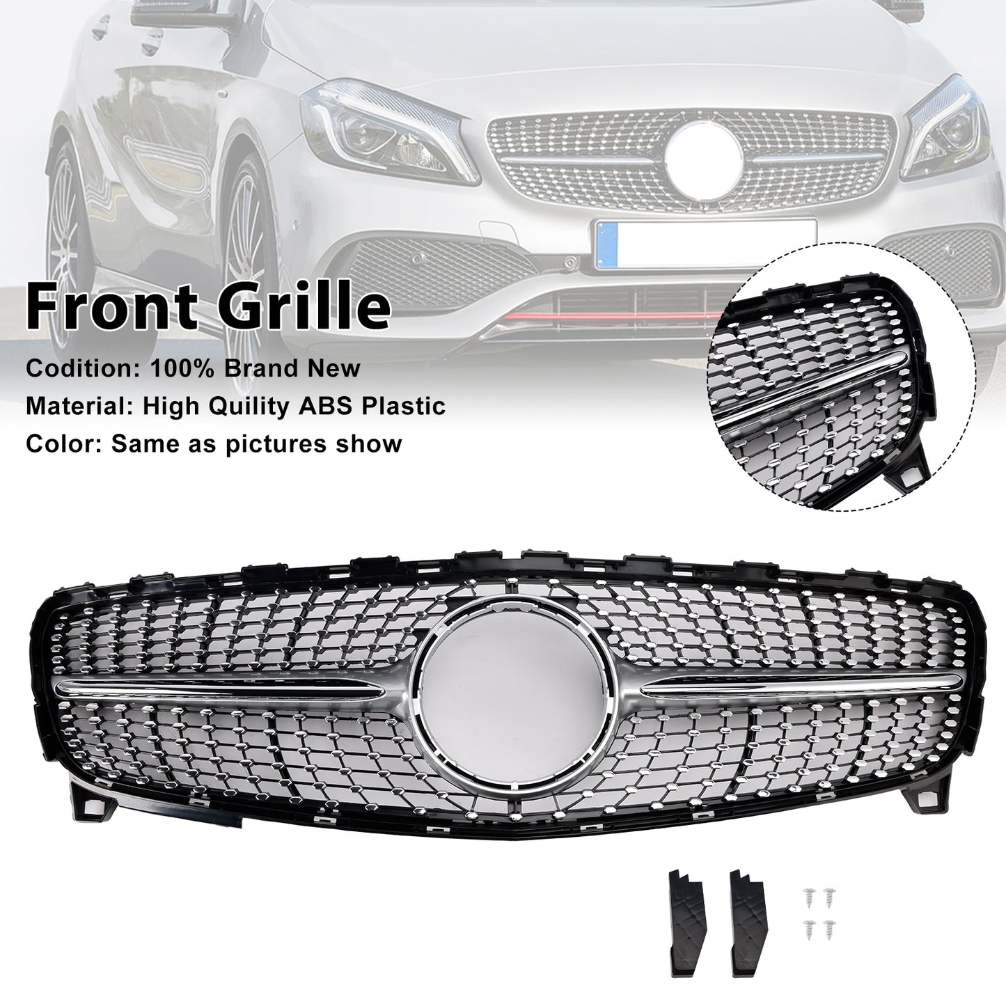 2016-2018 MERCEDES BENZ A-CLASS W176 Front Bumper Grille Grill Diamond