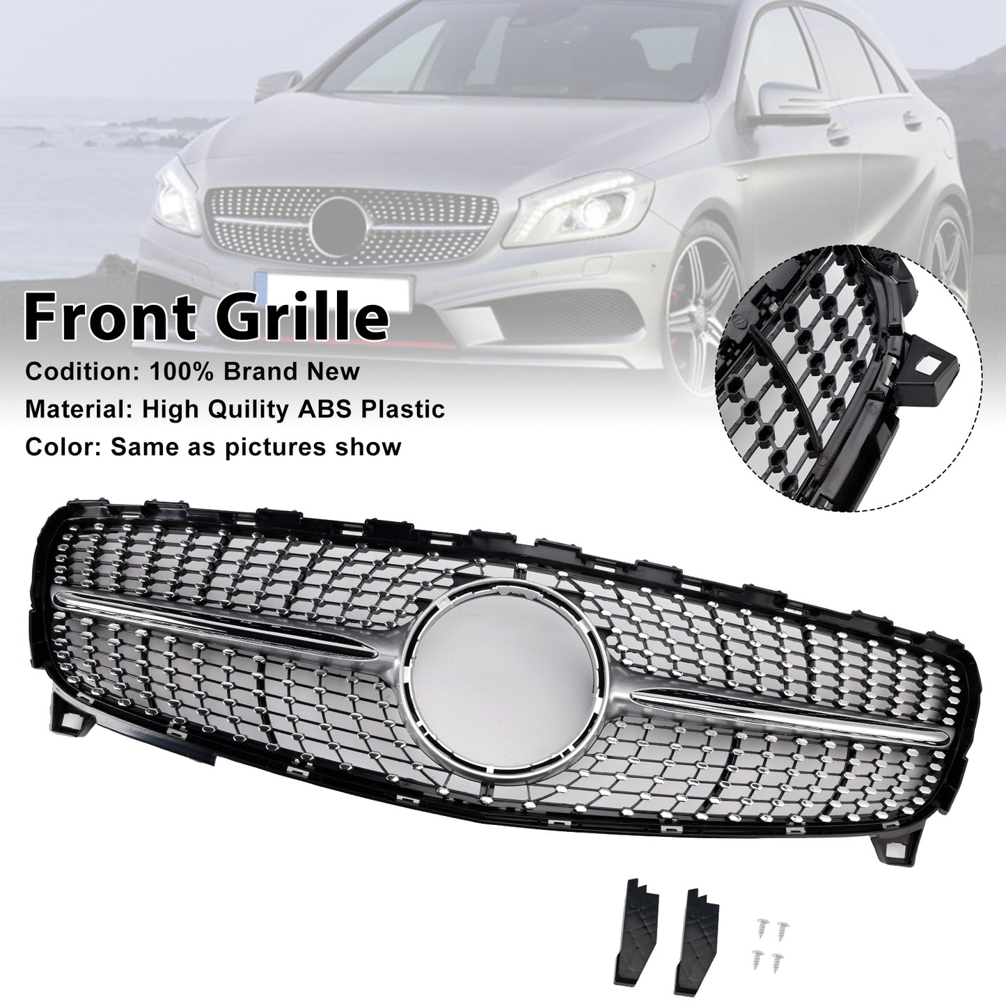 2016-2018 MERCEDES BENZ A-CLASS W176 Front Bumper Grille Grill Diamond
