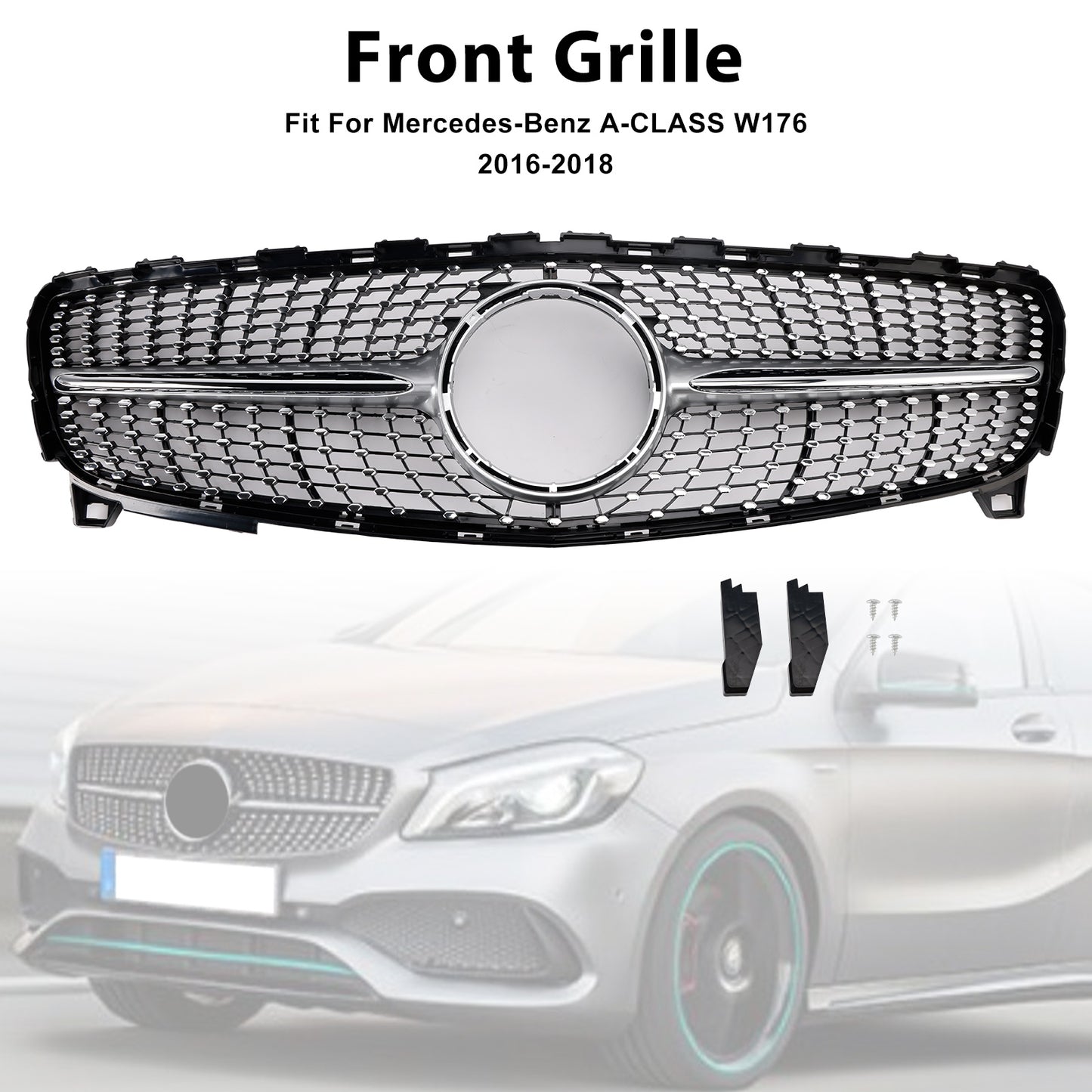 2016-2018 W176 A CLASS MERCEDES BENZ Girll Diamond Front Bumper Grille Grill