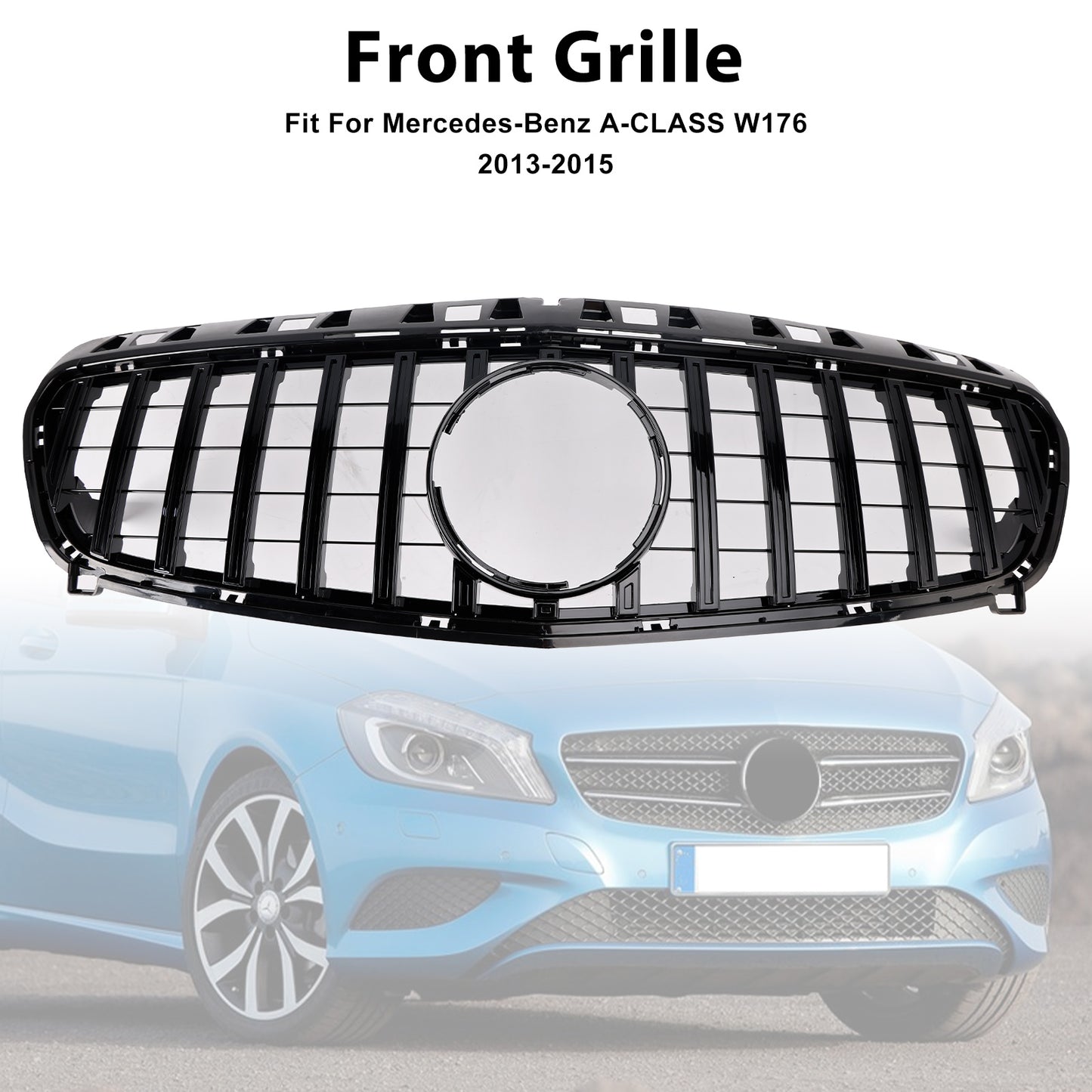 2013-2015 Mercedes Benz A CLASS W176 Front Bumper Grill Grille Gloss Black