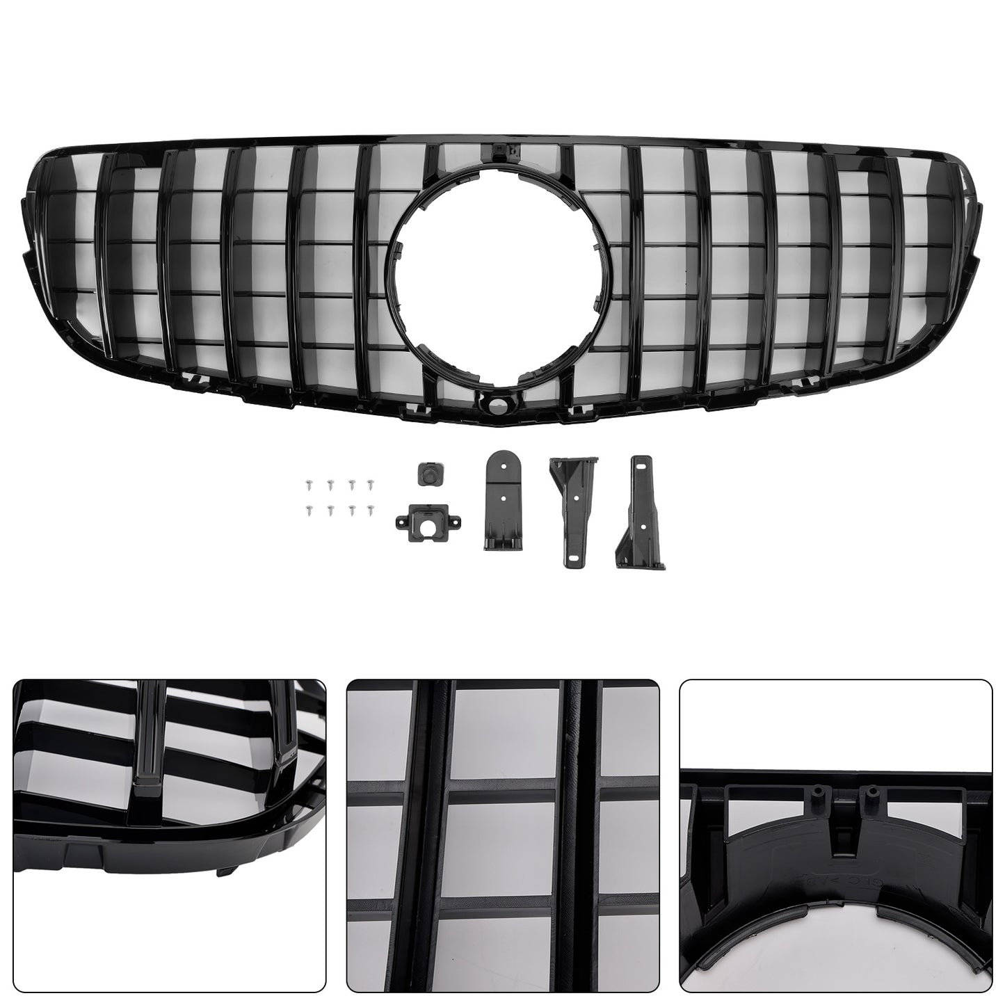 2015-2019 Mercedes Benz GLC X253 C253 Front Bumper Grill Grille Gloss Black