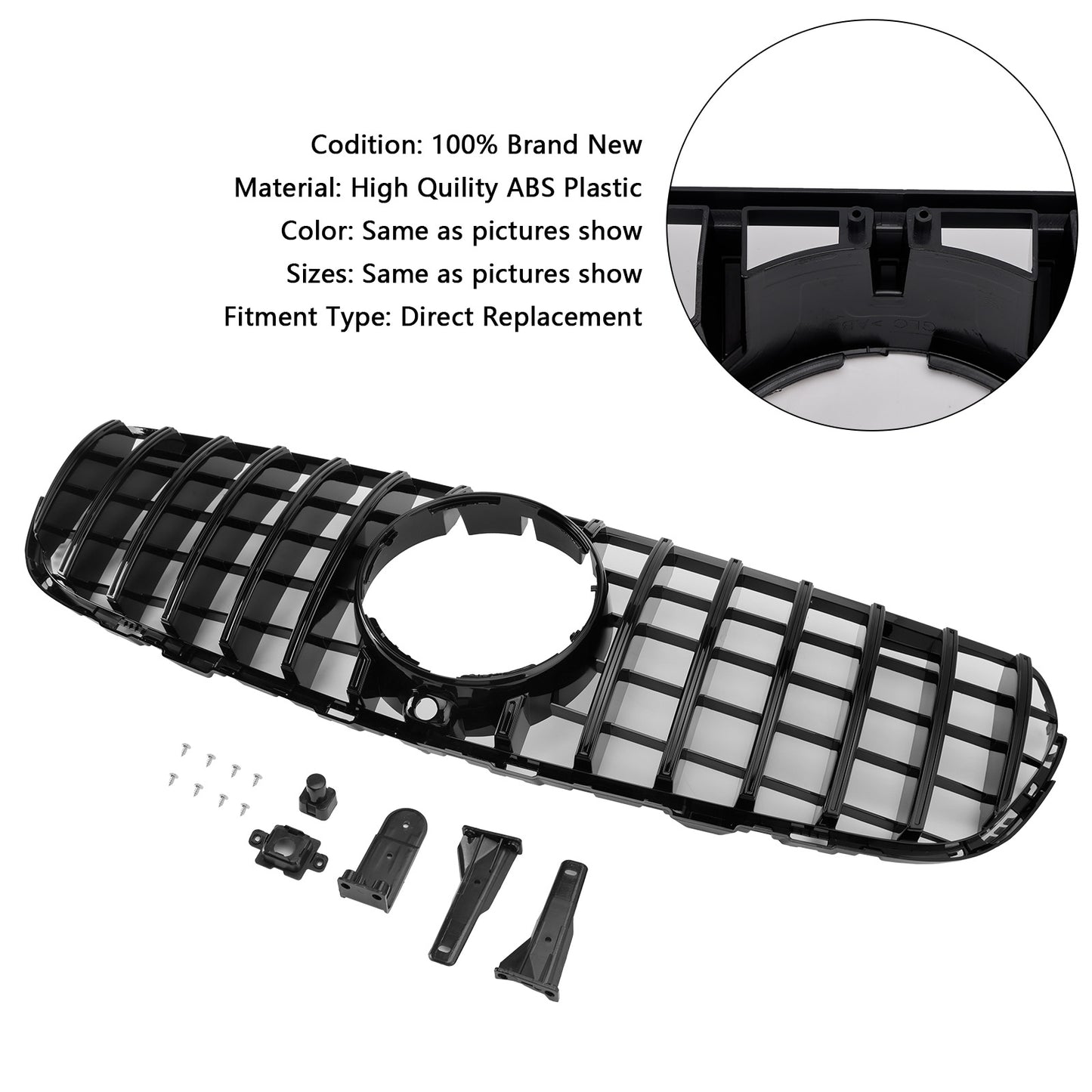 2015-2019 Mercedes Benz GLC X253 C253 Front Bumper Grill Grille Gloss Black