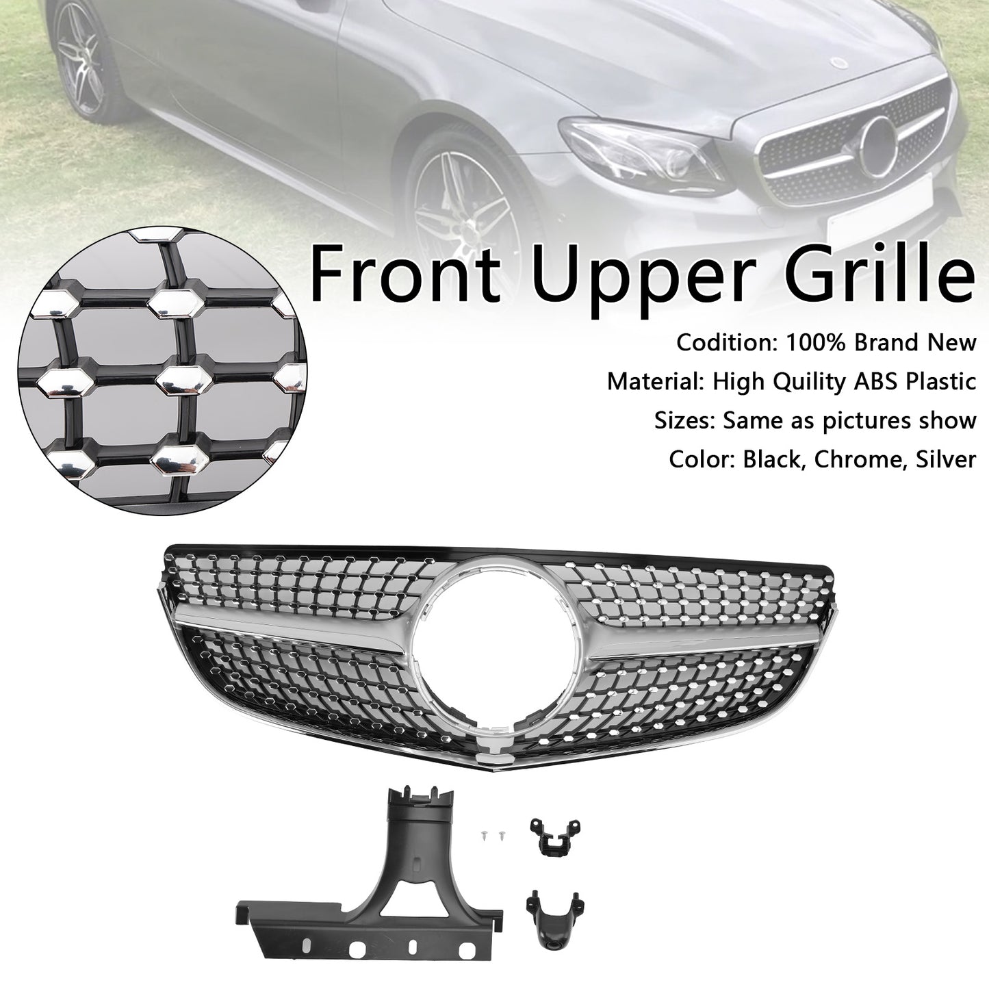 2014-2017 Mercedes E-CLASS W207 C207 Coupe Diamond Front Bumper Grill Grille E200 E300 E400 E43