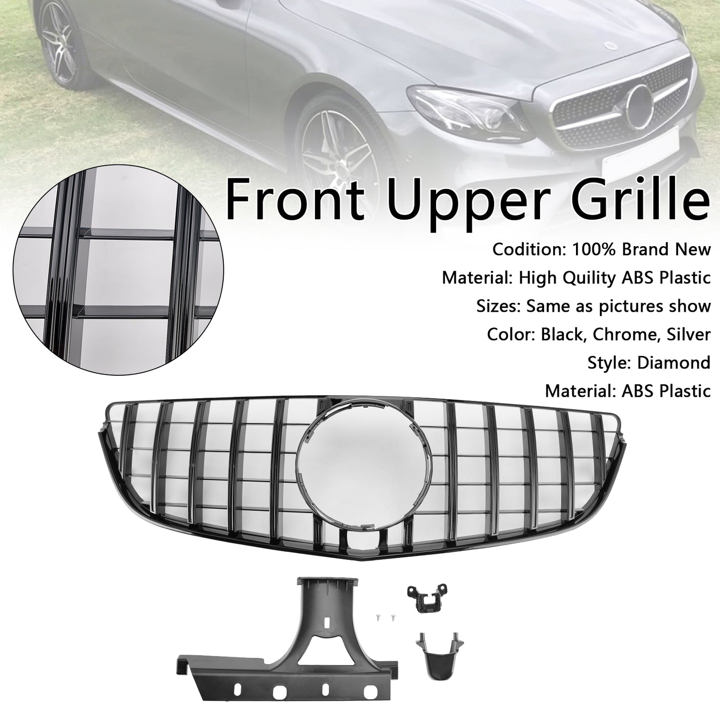 2014-2017 Mercedes E-CLASS W207 Coupe GT Style Front Bumper Grille Grill