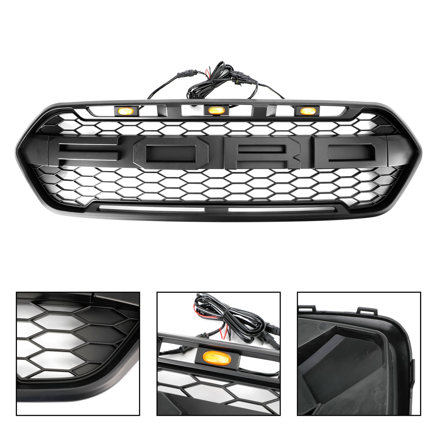 2018-2023 Ford Transit Custom Trail W/ 3LED Matte Black Front Bumper Grille