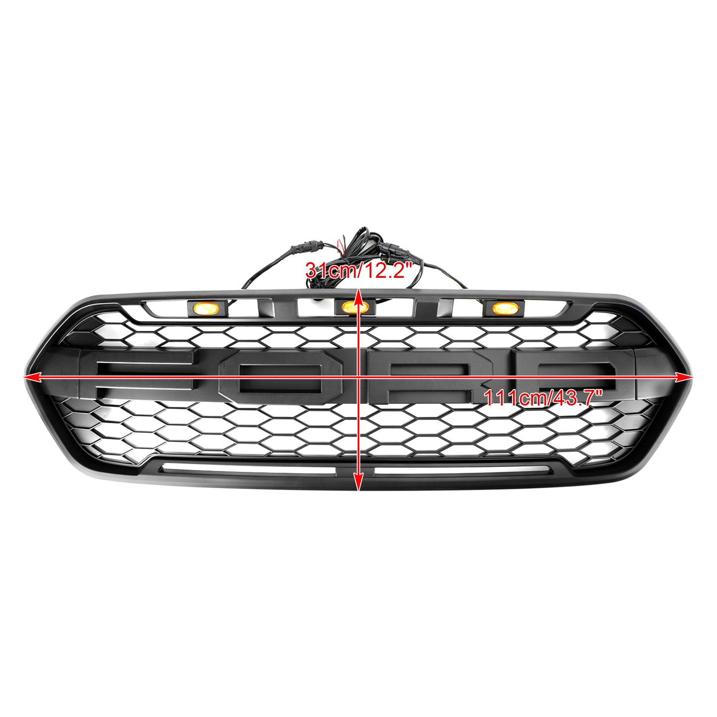 2018-2023 Ford Transit Custom Trail W/ 3LED Matte Black Front Bumper Grille