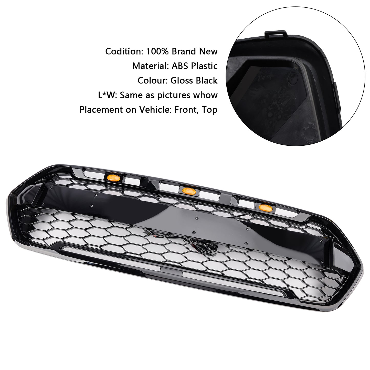2018-2023 Gloss Black Ford Transit Custom Trail Front Bumper Grille W/ 3LED