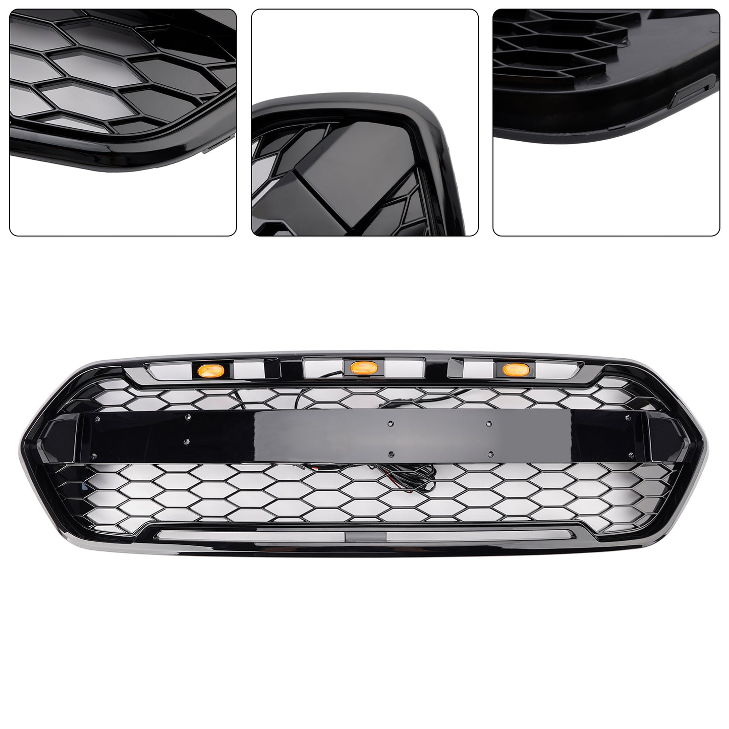2018 2019 2020 2021 2022 2023 Gloss Black Ford Transit Custom Trail Front Bumper Grille W/ 3LED