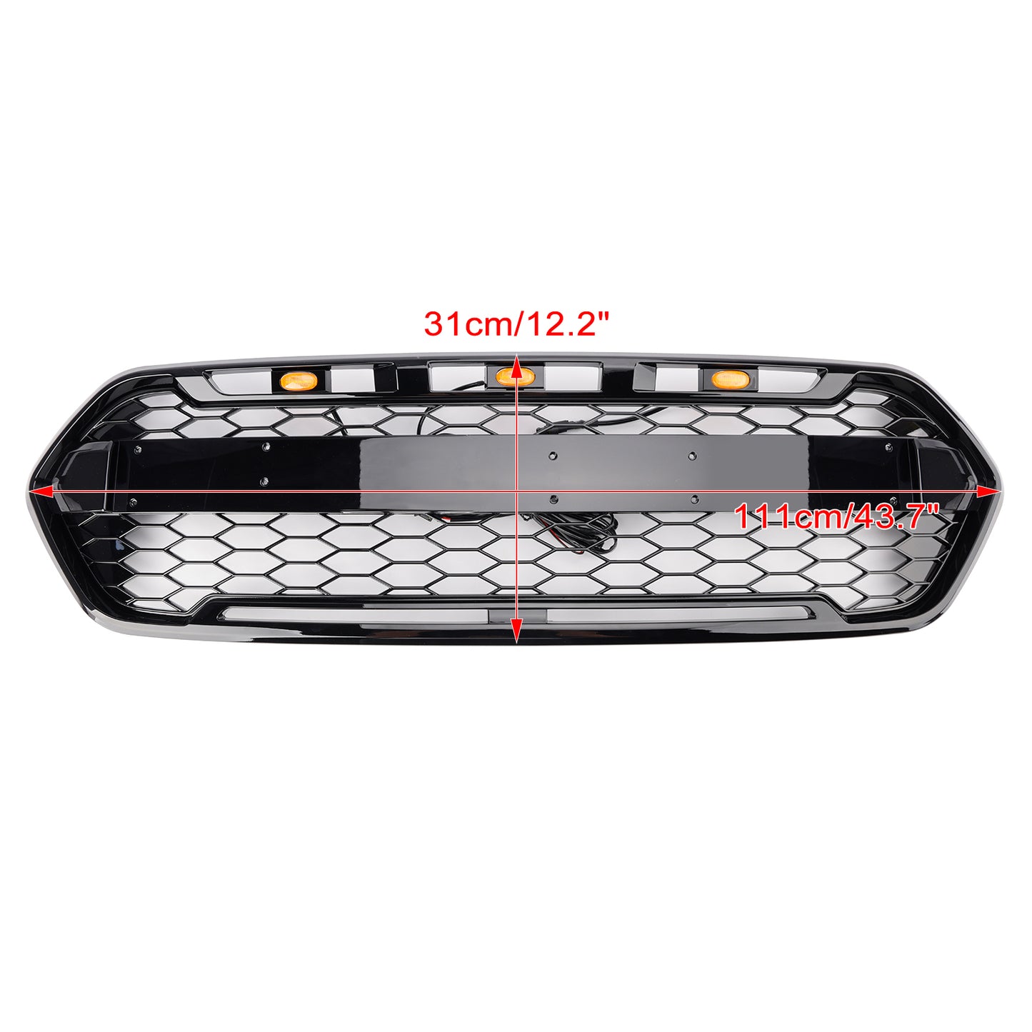 2018-2023 Gloss Black Ford Transit Custom Trail Front Bumper Grille W/ 3LED