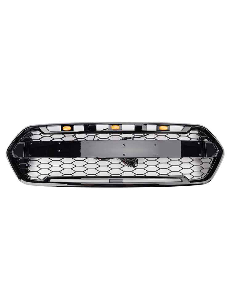 2018-2023 Gloss Black Ford Transit Custom Trail Front Bumper Grille W/ 3LED