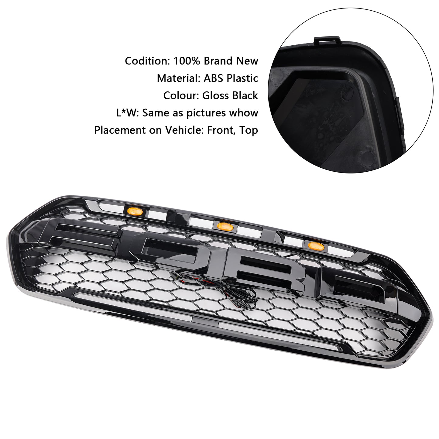 2018 2019 2020 2021 2022 2023 Gloss Black Ford Transit Custom Trail Front Bumper Grille W/ 3LED