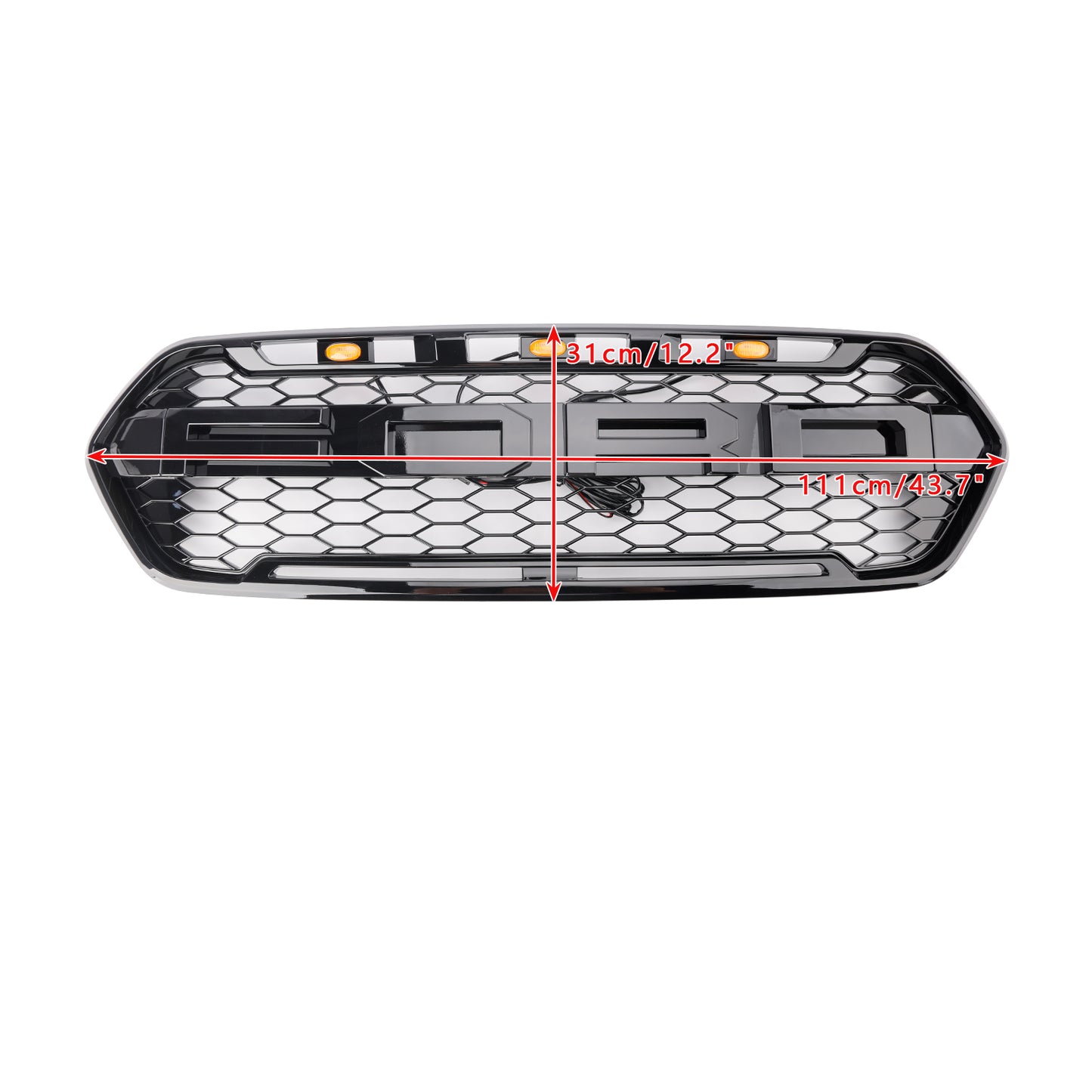 2018 2019 2020 2021 2022 2023 Gloss Black Ford Transit Custom Trail Front Bumper Grille W/ 3LED