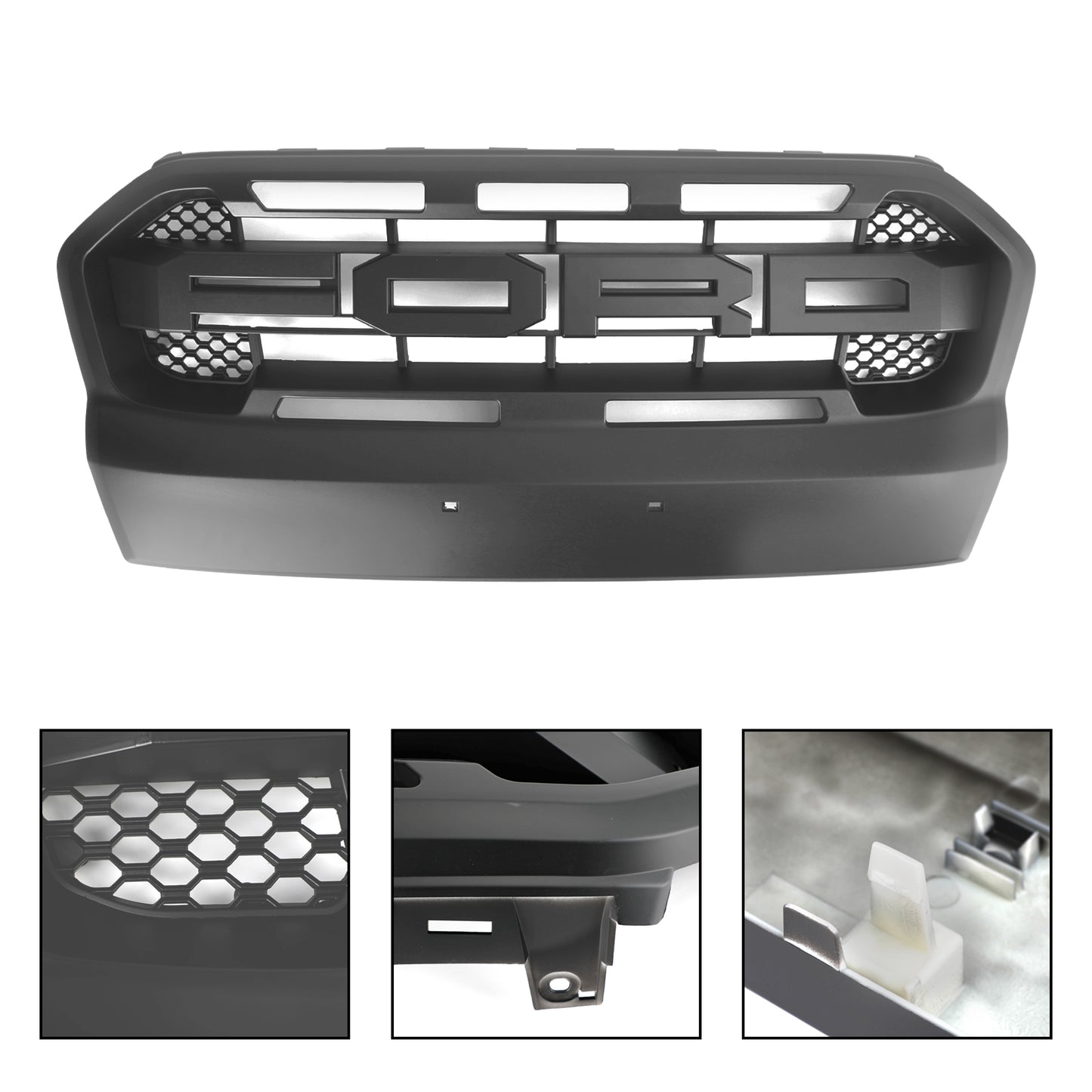 2015-2019 T7 Ford Ranger Front Bumper Grill Ranger Raptor Style Matt Black