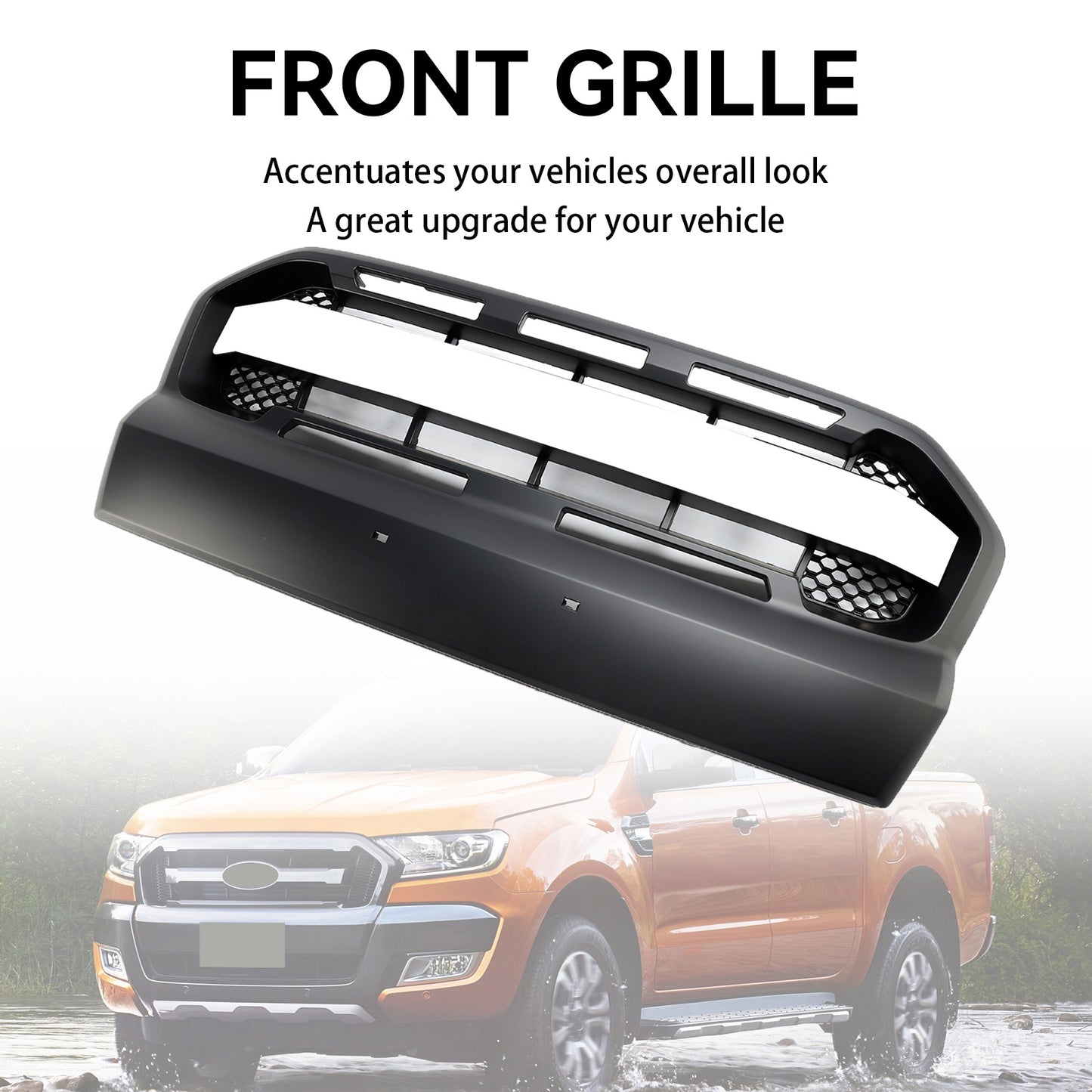 2015 2016 2017 2018 2019 T7 Ford Ranger Front Bumper Grill Ranger Raptor Style Matt Black