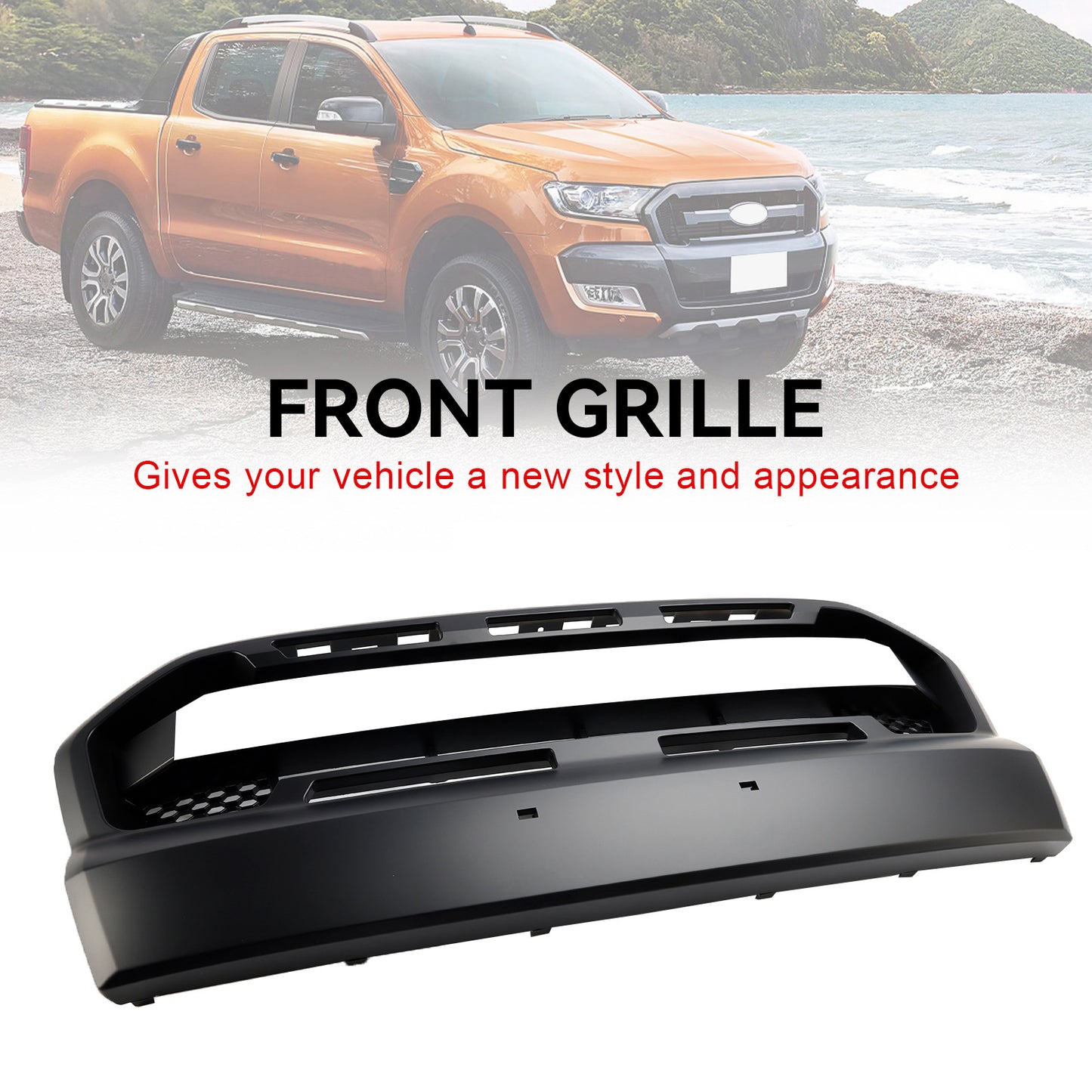 2015 2016 2017 2018 2019 T7 Ford Ranger Front Bumper Grill Ranger Raptor Style Matt Black