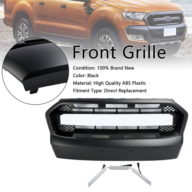 2015 2016 2017 2018 2019 Ford Ranger T7 W/LED Raptor Style Front Bumper Grill Grille