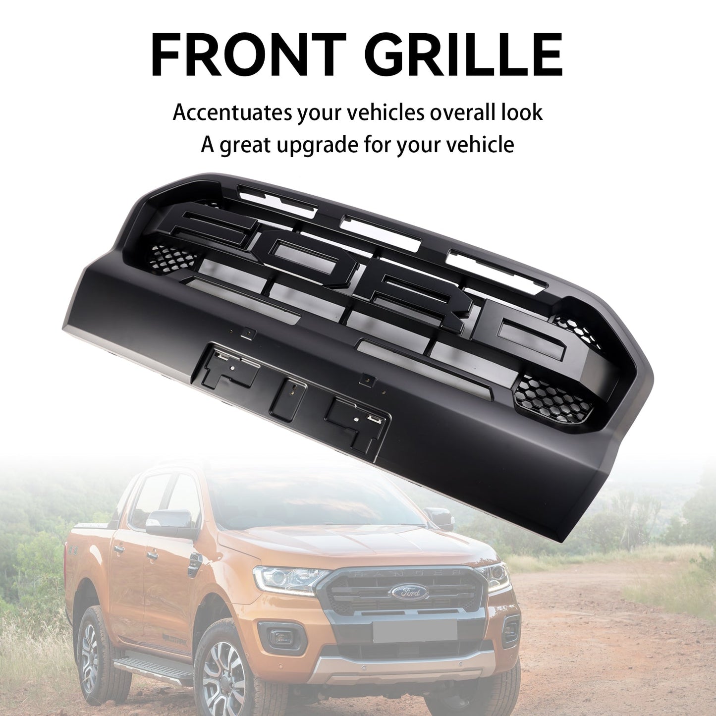 2019-2023 Ford Ranger T8 Matt Black Ranger Raptor Style Front Bumper Grille