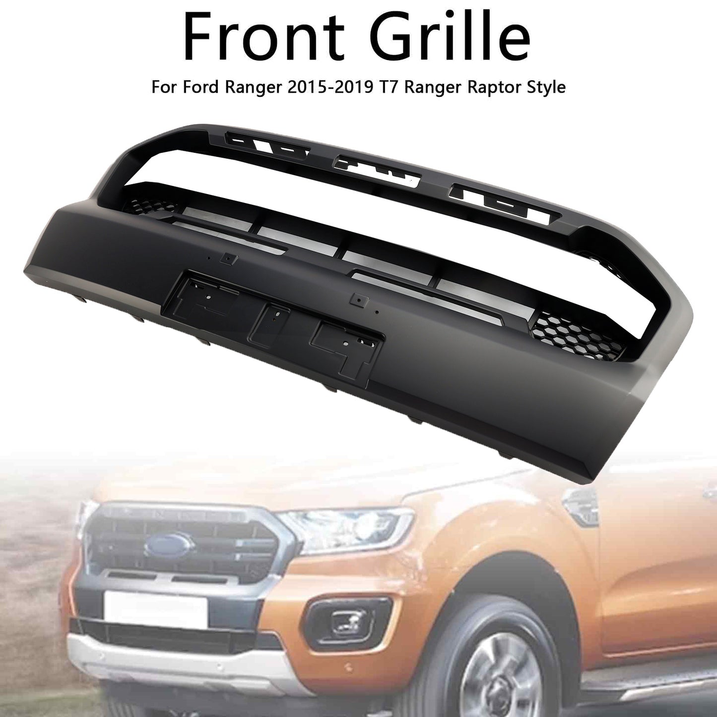 2019-2023 Ford Ranger T8 Matt Black Ranger Raptor Style Front Bumper Grille